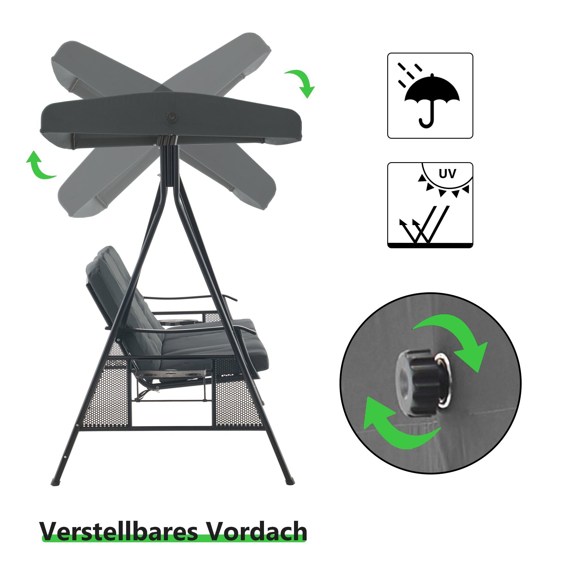 MCombo Hollywoodschaukel MCombo 3-Sitzer Hollywoodschaukel Gartenschaukel günstig online kaufen