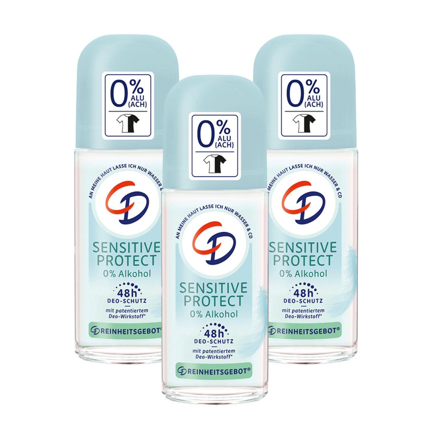 Bodyspray 3 x CD Deo Roll-On Sensitive Protect je 50ml sanftes Deodorant 48h ohn