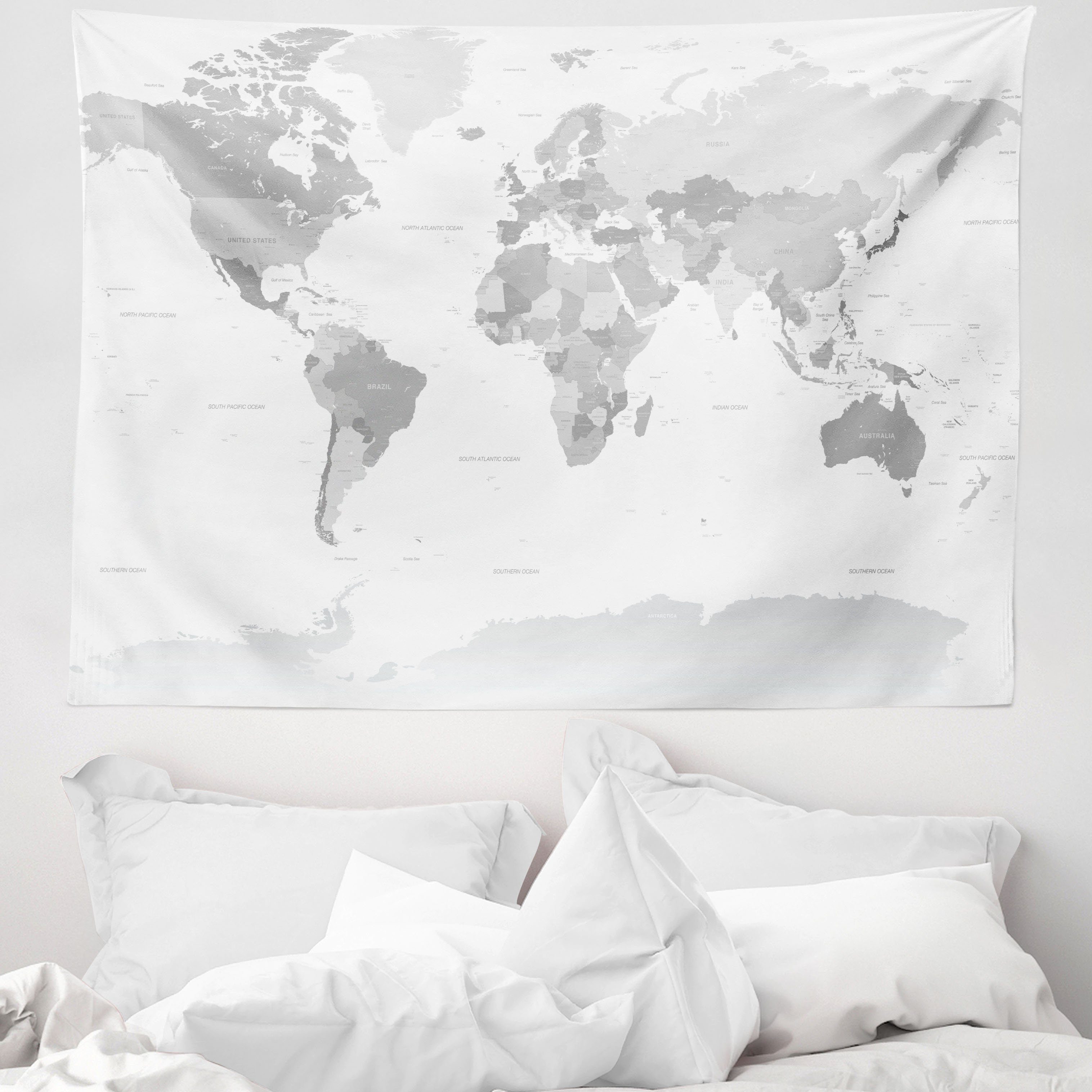 Wandteppich aus Weiches Mikrofaser Stoff Für das Wohn und Schlafzimmer, Abakuhaus, rechteckig, Weltkarte Weltkarte Kontinent der Erde