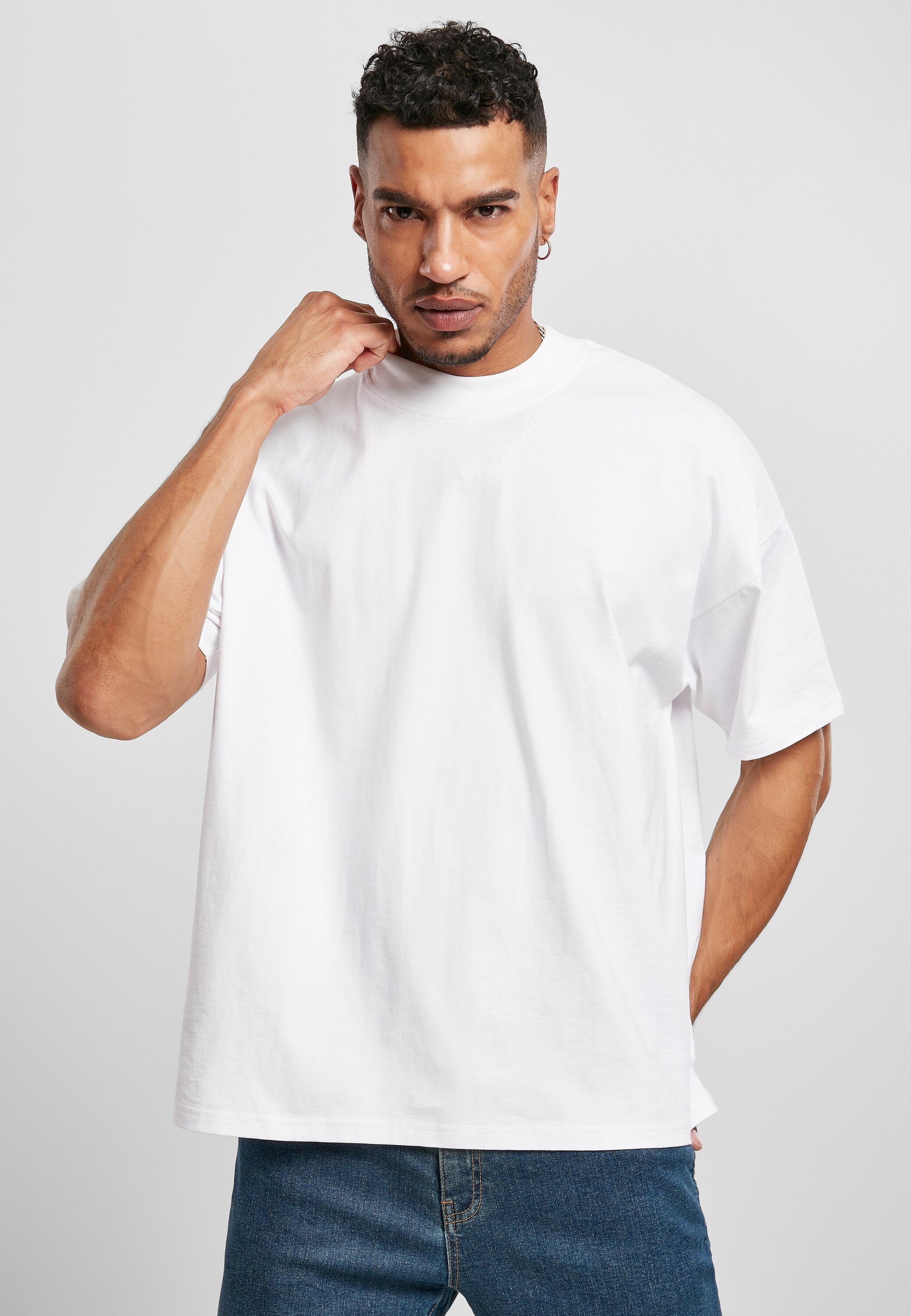 T-Shirt Neck Mock Tee white URBAN (1-tlg) Herren Oversized CLASSICS