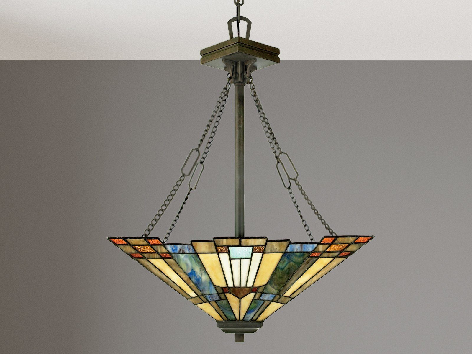 Ø44cm LED Pendelleuchte, wechselbar, Landhausstil & Lampe hängend warmweiß, Treppenhaus meineWunschleuchte LED Esstisch Tiffany über-n