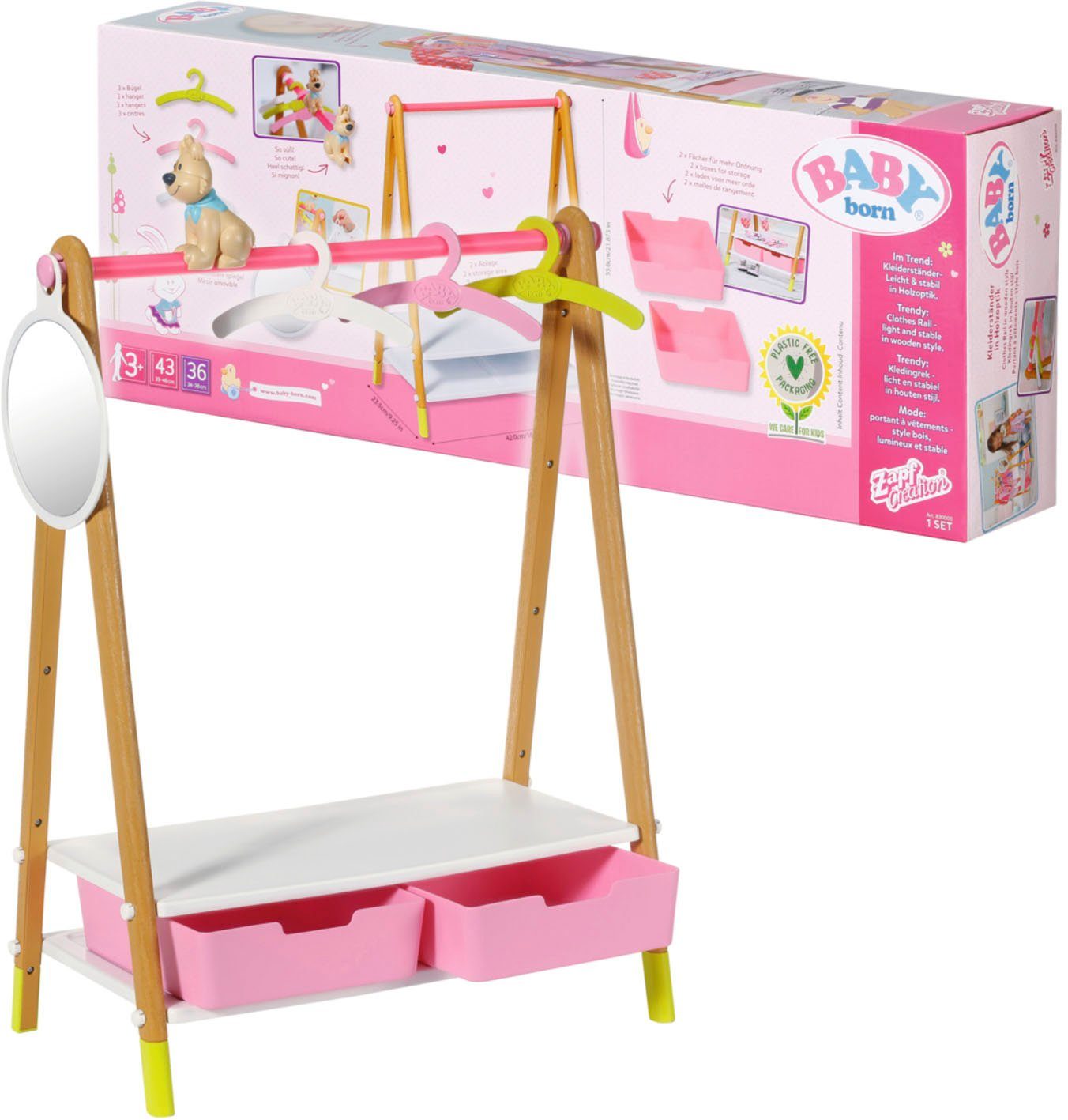 Baby Born Puppenmöbel Kleiderstange, mit Dekohund und Spiegel günstig online kaufen