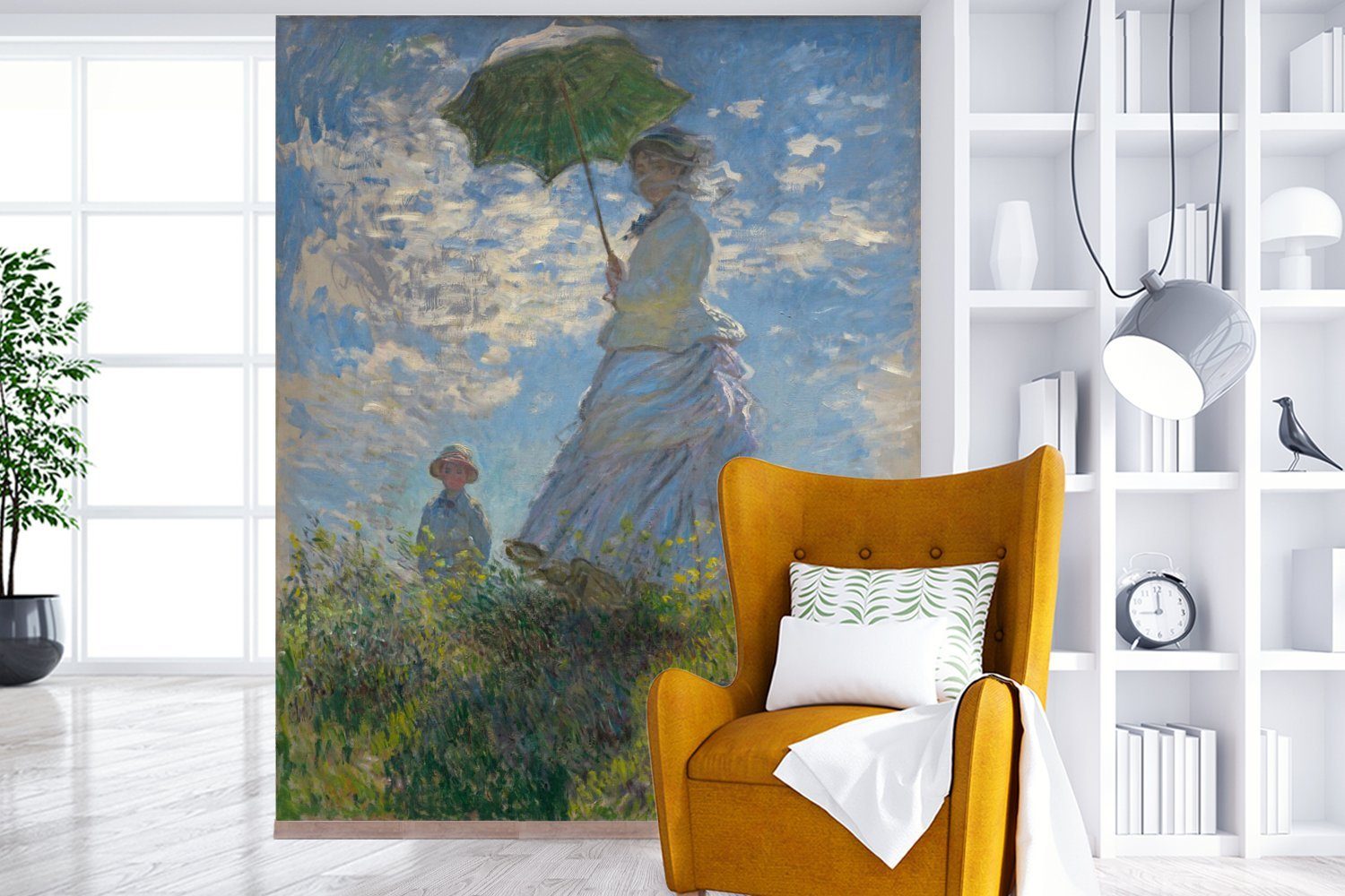 Wohnzimmer bedruckt, Fototapete von Monet, Matt, - St), Küche, mit Gemälde Sonnenschirm Vliestapete (3 Fototapete Claude MuchoWow für Schlafzimmer Frau