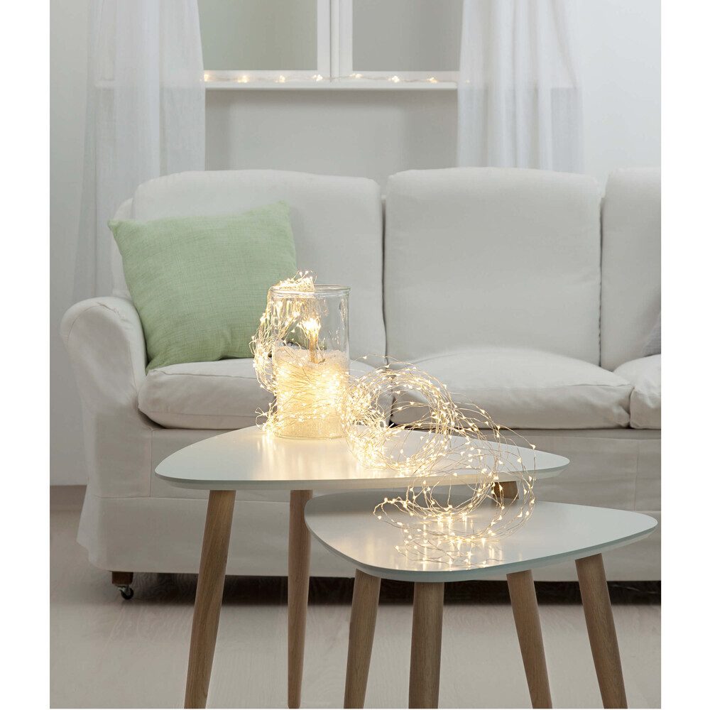 STAR TRADING LED-Lichterkette "Dew Drops" Aluminium, 0,06W, warmweiß, L800mm