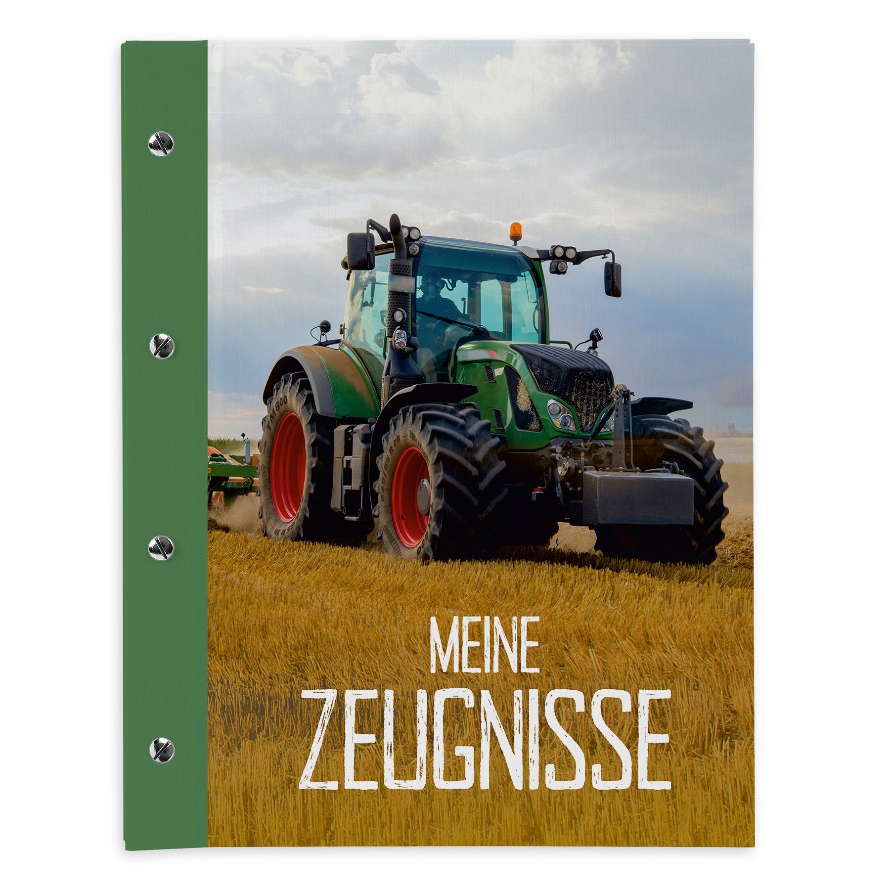 Organisationsmappe itenga Zeugnismappe A4 mit Schraubverschluss Motiv Traktor auf dem Fel