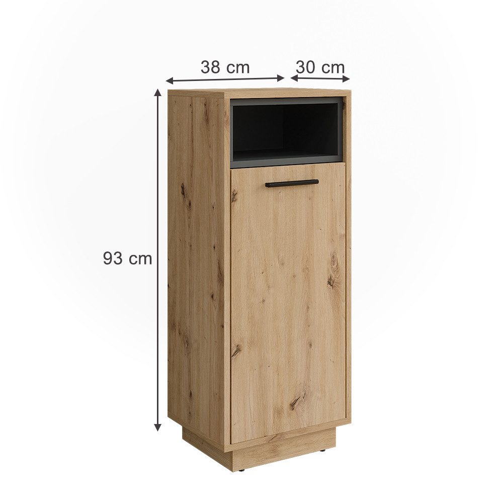 Vicco Wäscheschrank Beatrice, Artisan Eiche/Anthrazit, 38 x 93 cm mit herau günstig online kaufen