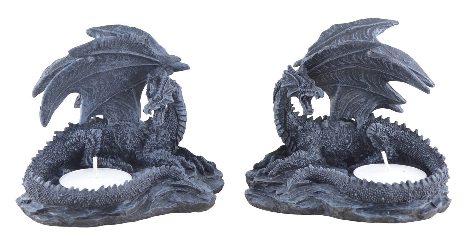 Vogler Dekofigur 2er Set Teelichthalter Drache Teelicht Dragon 10cm Figur figurine