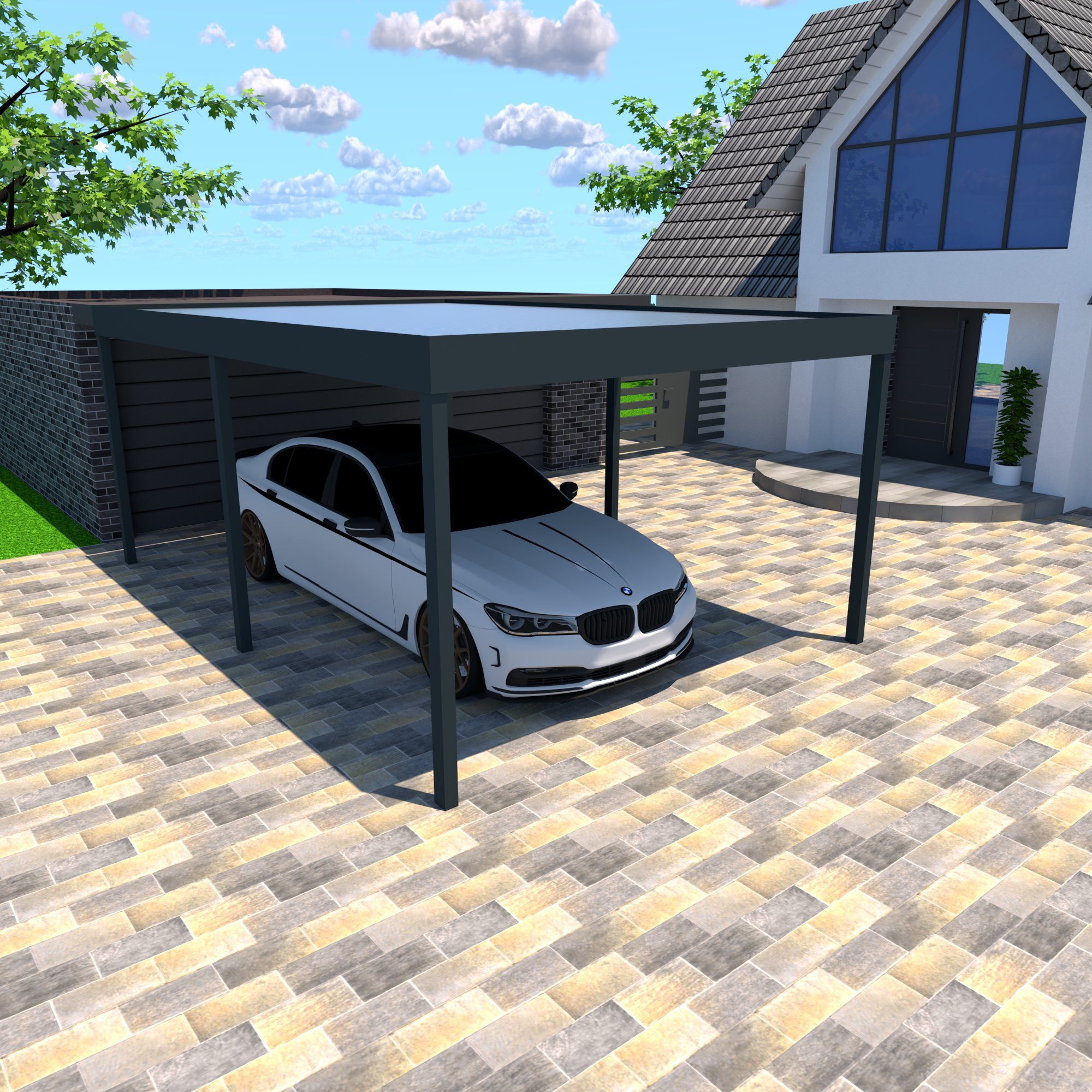 Schweng Einzelcarport C600, BxT: 350x500 cm