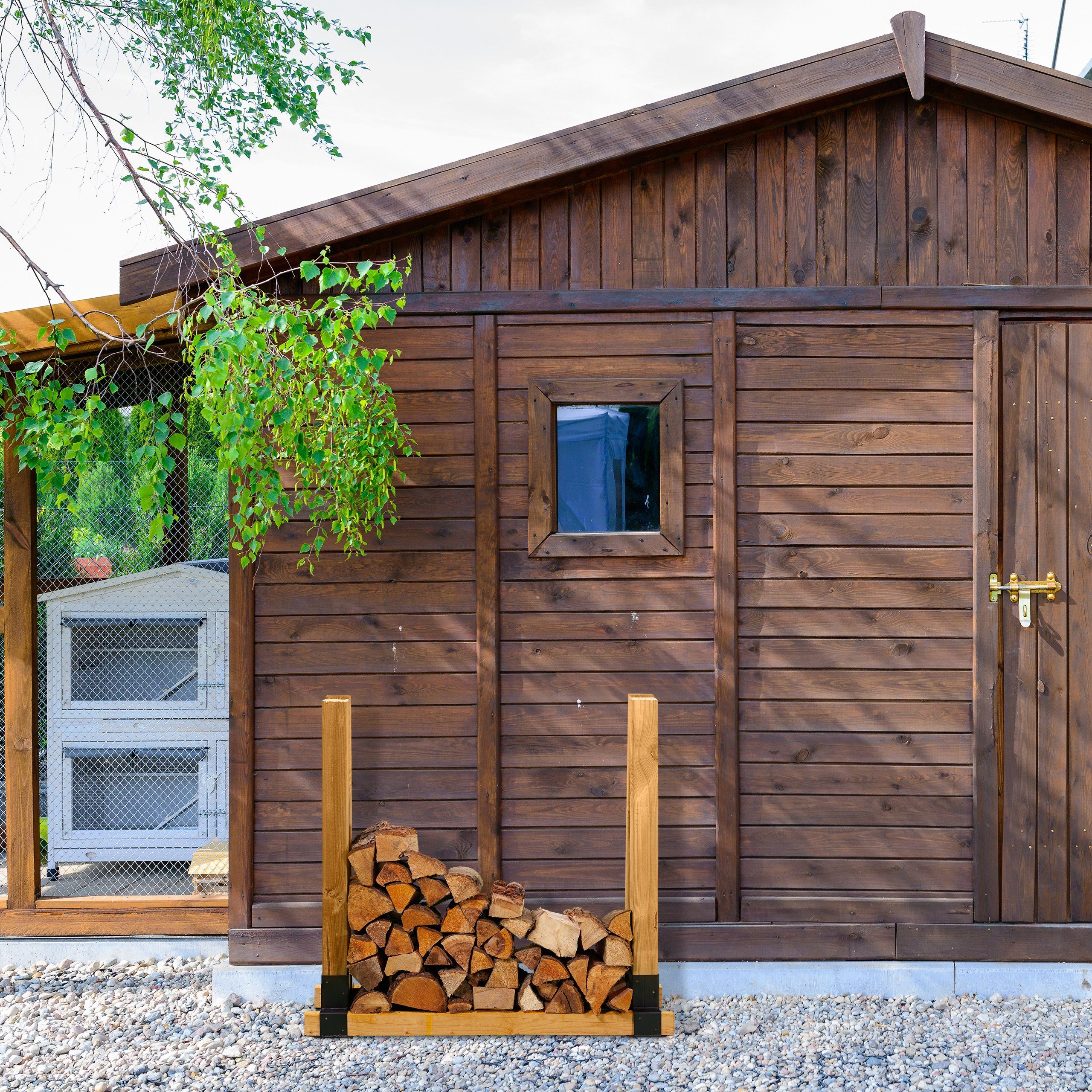 relaxdays Kaminholzkorb Holzstapelhilfe 2er Set günstig online kaufen