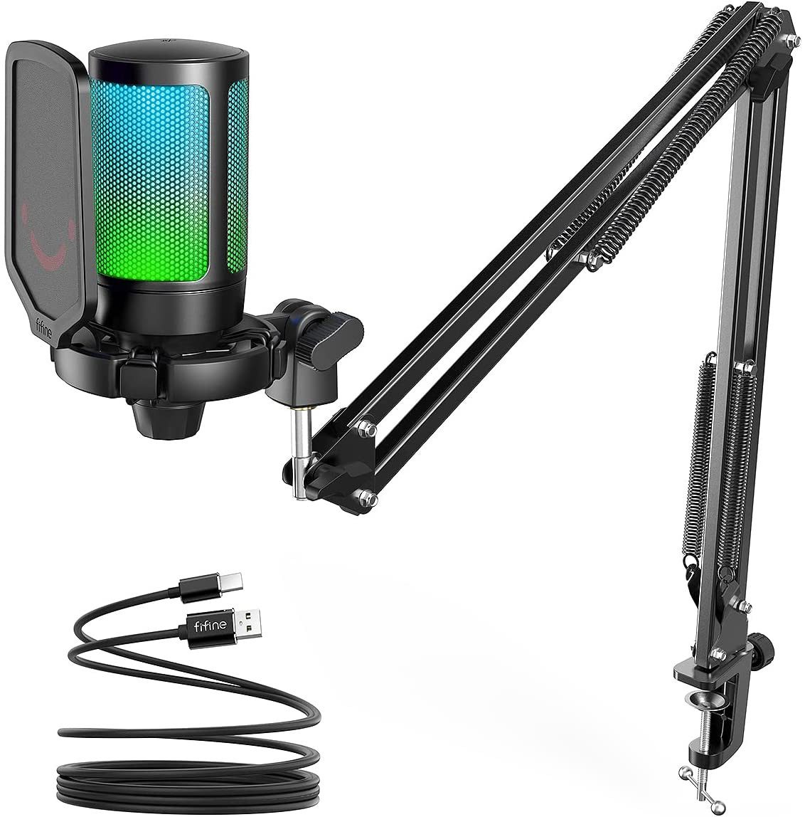 Mikrofon USB Mikrofon Streaming mit Arm Kondensator Mikrofon Set PC Gaming RGB