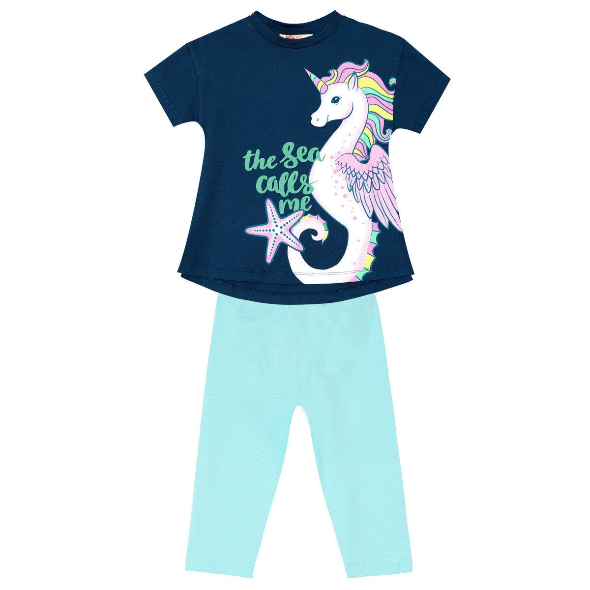 T-Shirt & Shorts Sea Horse Unicorn Mädchen