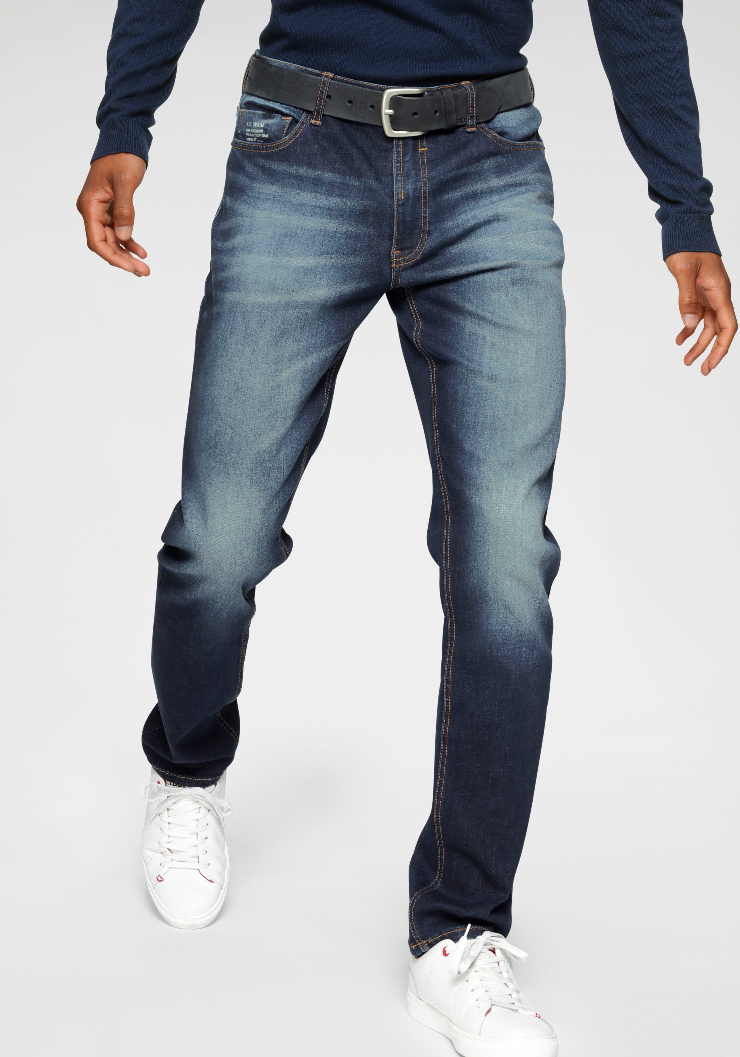 H.I.S Straight-Jeans Ozon darkblue-used Wash DIX Ökologische, wassersparende Produktion durch