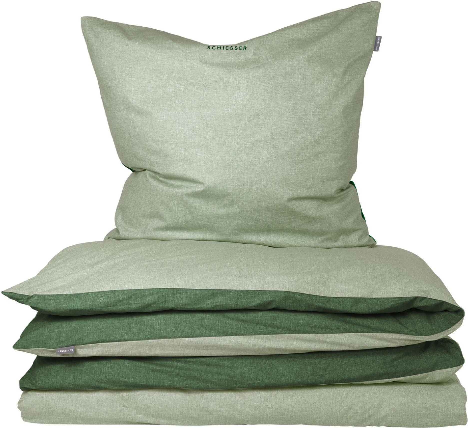 Schiesser Wendebettwäsche Doubleface aus weicher Baumwolle mit edlem Melangeeffekt, Feinbiber, 2 teilig, ab Größe 135x200 cm erhältlich, OEKO-TEX® MADE IN GREEN