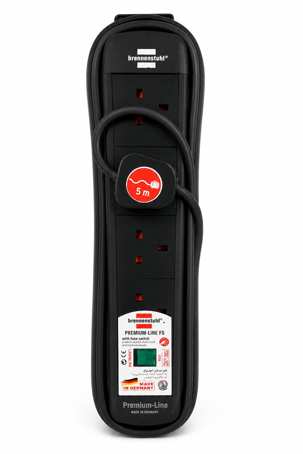 Brennenstuhl Brennenstuhl 4-fach Steckdosenleiste UK Typ G 5 m Schwarz Verlängerungskabel, UK, UK (5 cm), Stecker Steckerleiste mit Fuse Switch 5m