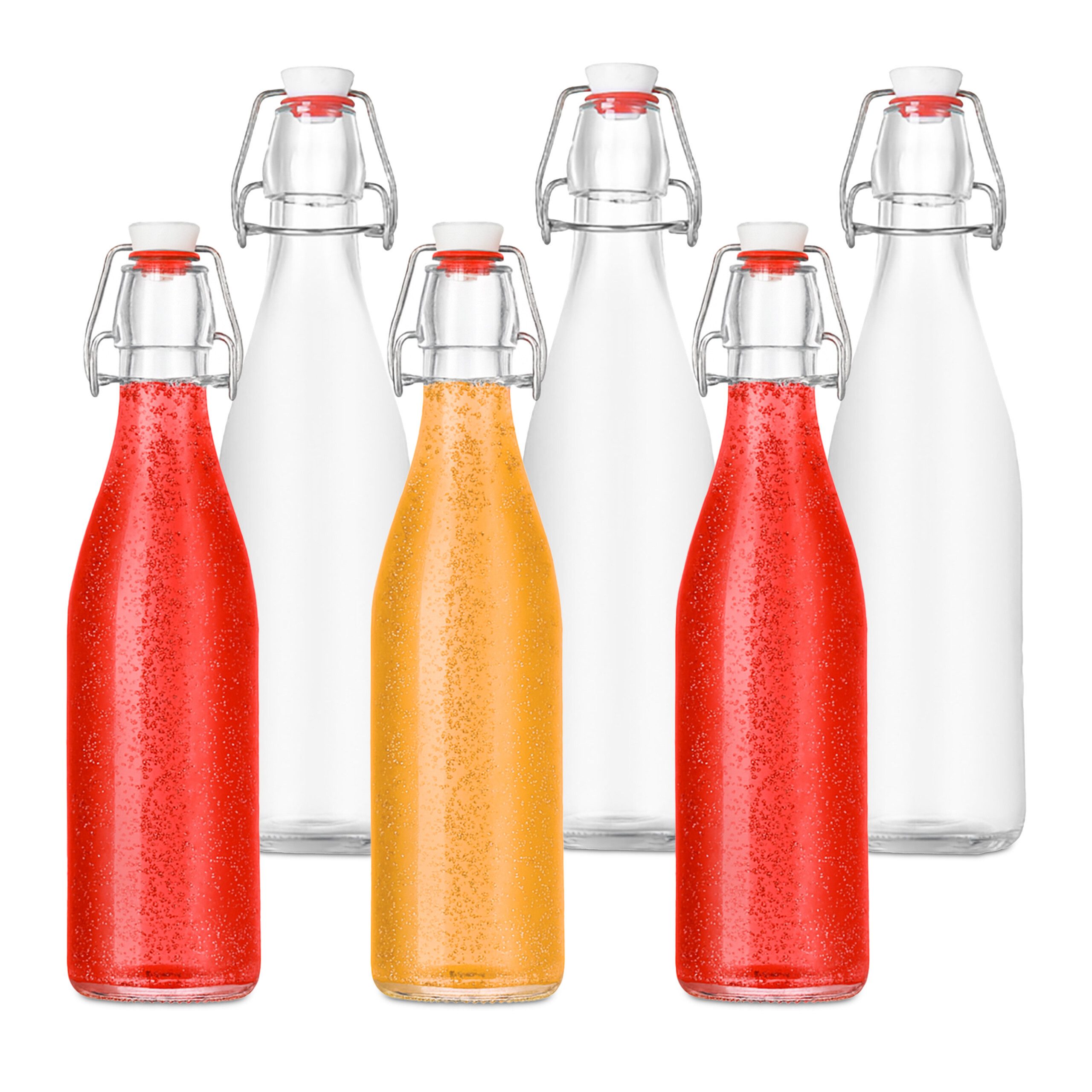 relaxdays Vorratsglas 6 Flaschen zum Befüllen Bügelverschluss, Glas, (6-tlg., 6er Set), 500 ml
