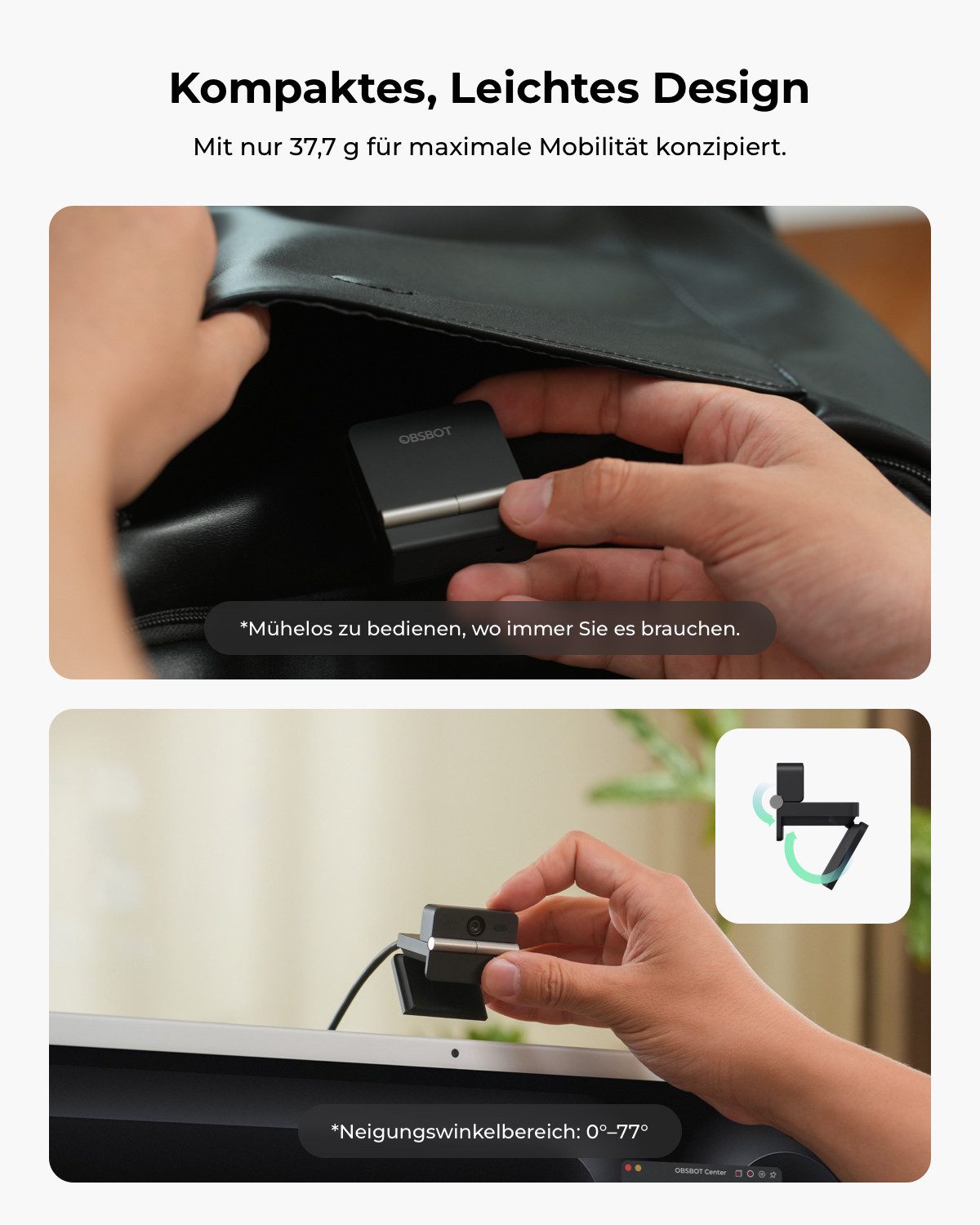 OBSBOT Meet Flip Webcam (4K Ultra HD, kabelgebunden)