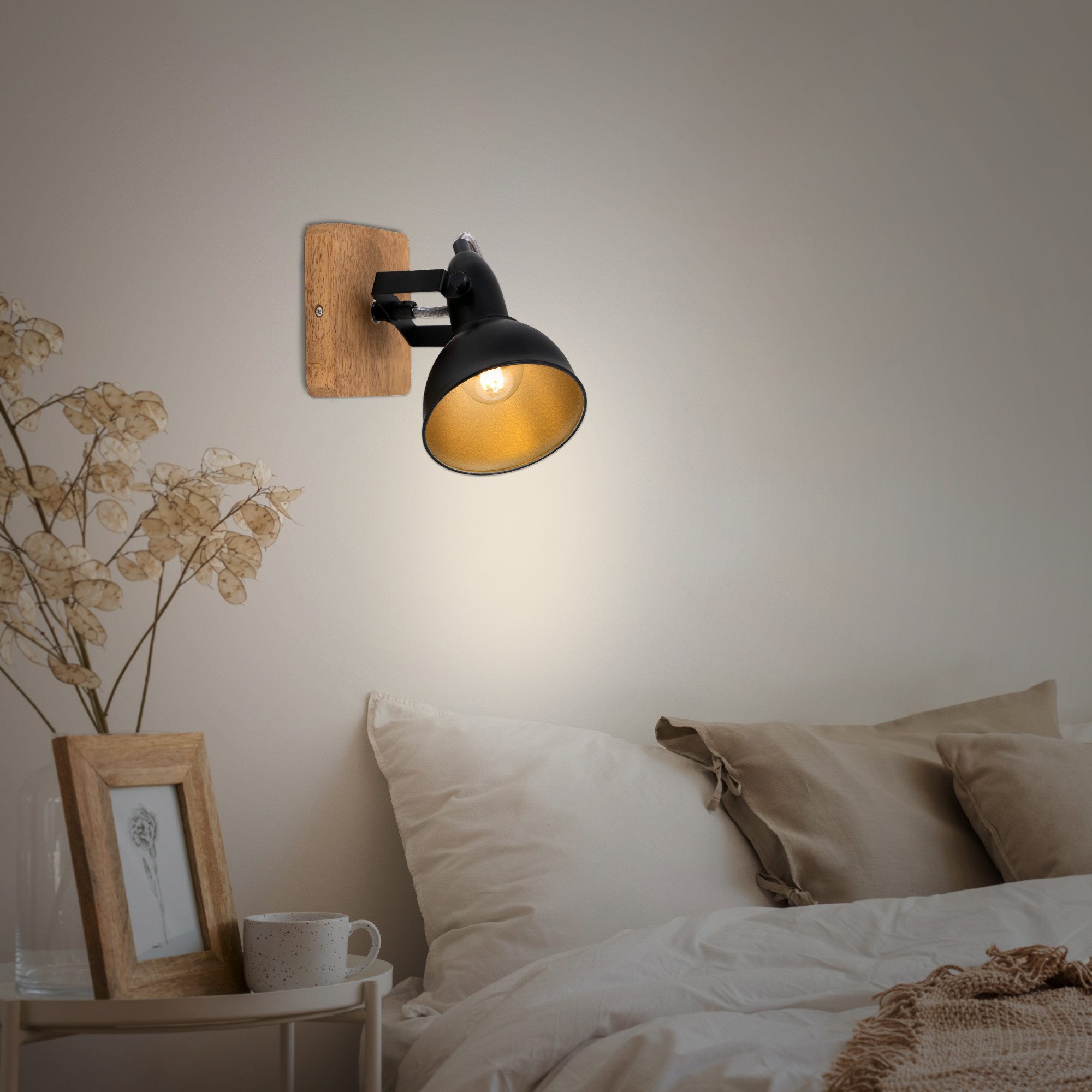 Briloner Leuchten Wandleuchte Wandleuchte Extra-Warmweiß Innen Flur Wohnzimmer, ohne Leuchtmittel, 2700K - Extra - Warmweiß, Wandlampe, 11x11x15,7cm, Schwarz-Gold, max.25W, E14, Innen, Flur