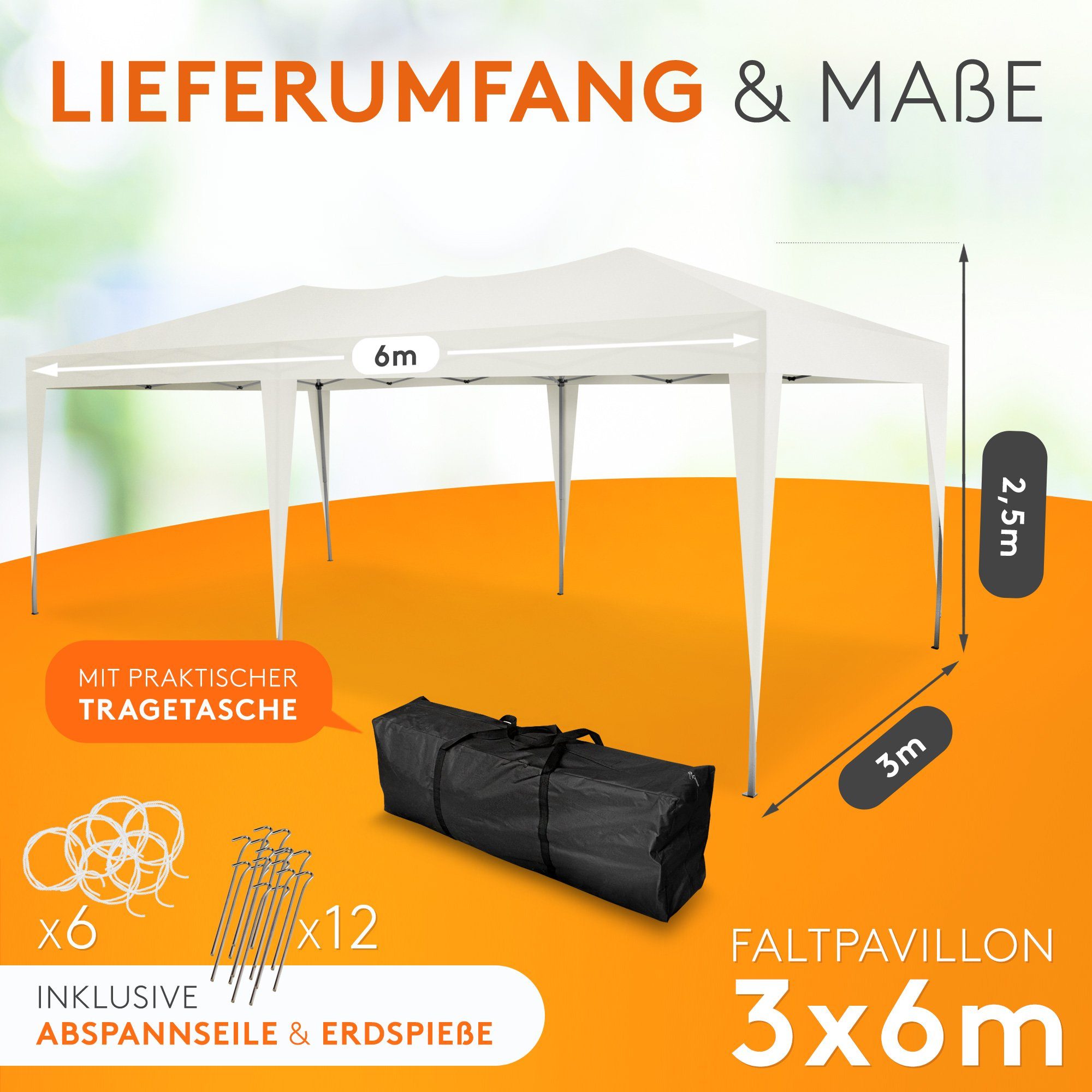 Kronenburg Partyzelt 3x6m wasserdicht - Gartenpavillon, günstig online kaufen