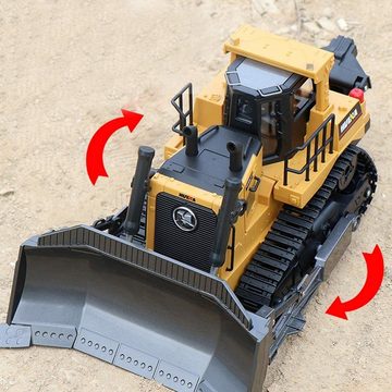 Esun RC-Auto RC Bulldozer Baumaschine Truck 2.4G Raupen Schwerlast Gabelstapler (Packung, Komplettset), Ferngesteuerter LKW Baufahrzeuge Spielzeug für Kinder Erwachsene