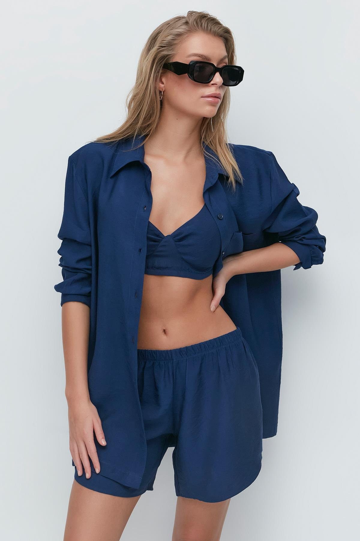 C&CITY Hosenanzug Langarmshirt Kurze Hose 3-teiliges Set günstig online kaufen