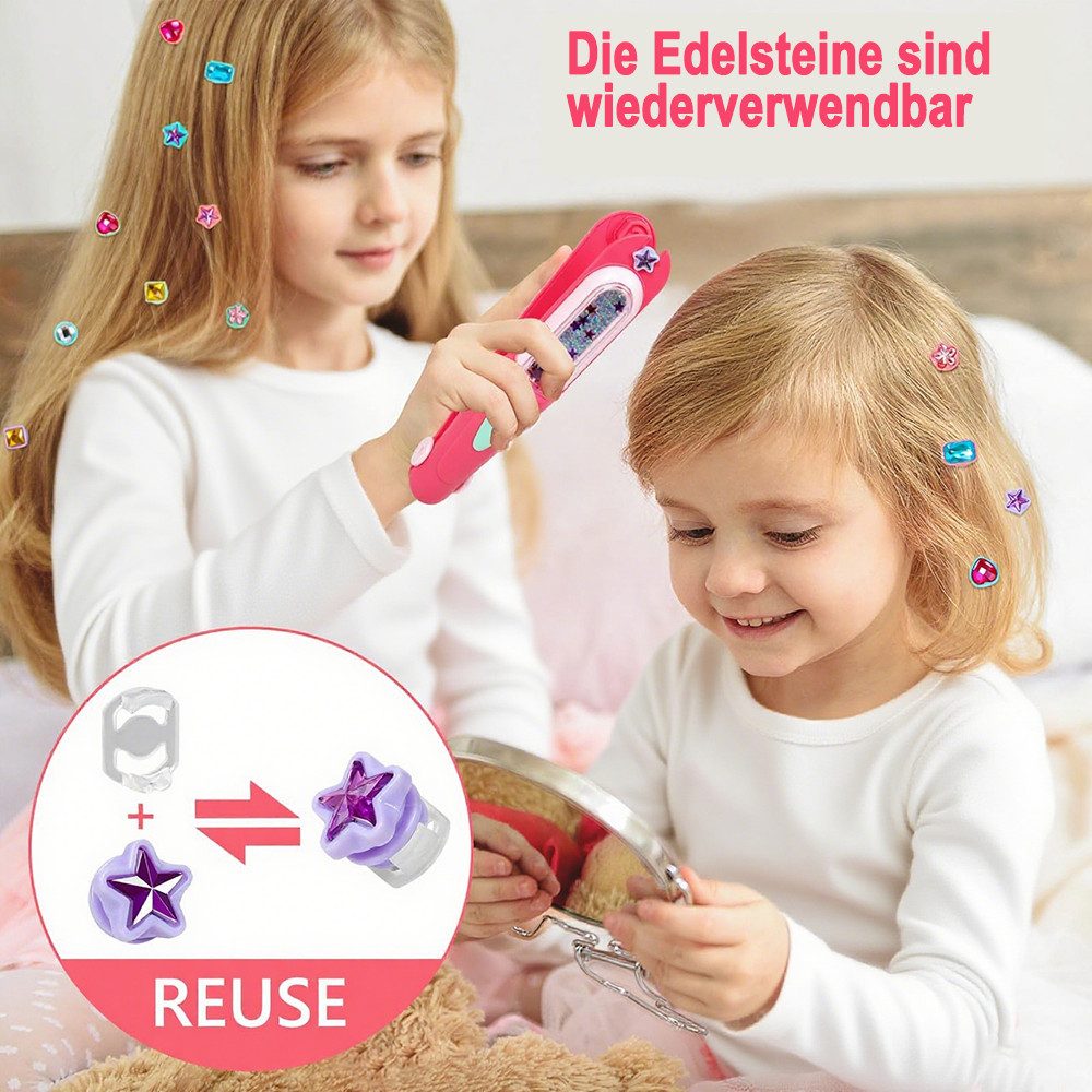 CLTYQ Kreativset Gems Siegel Kit für Haare, glänzender Haarschmuck für Mädchen, wiederverwendbares Frisierwerkzeug, Geburtstagsgeschenke