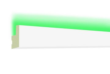 Hexim Eckprofil LED-19 (LED Stuckleisten - Indirekte Beleuchtung, Deckenleisten aus PU, leicht & lichtundurchlässig - 1 Stück / 20 cm)