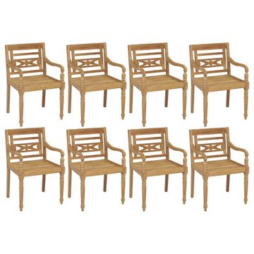 furnicato Gartenstuhl Batavia-Stühle mit Kissen 8 Stk. Massivholz Teak