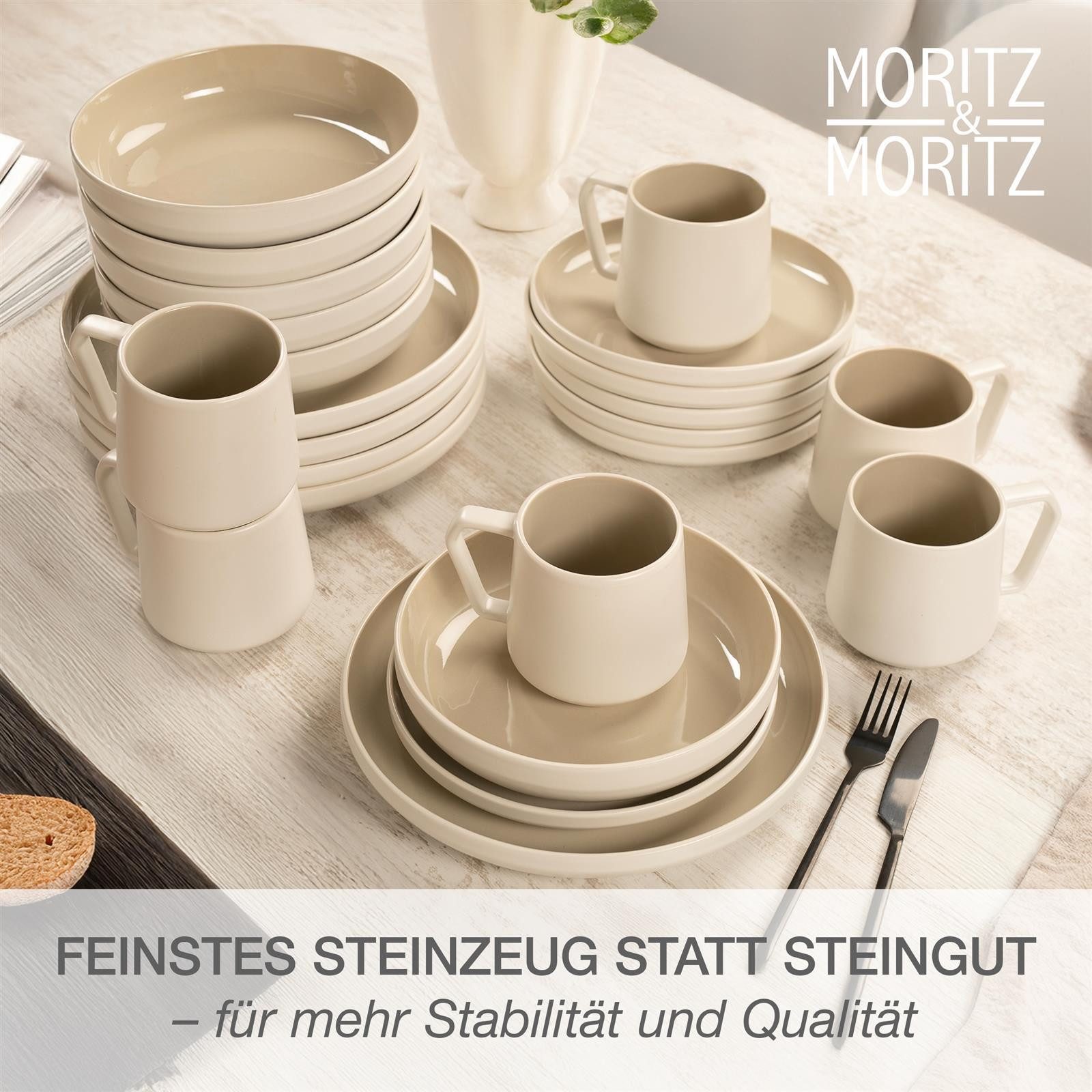 Moritz & Moritz Geschirr-Set CAVO Geschirrset Sand (48-tlg), 12 Personen, Steinzeug, für 12 Personen aus Steinzeug – Bild 4 von 5
