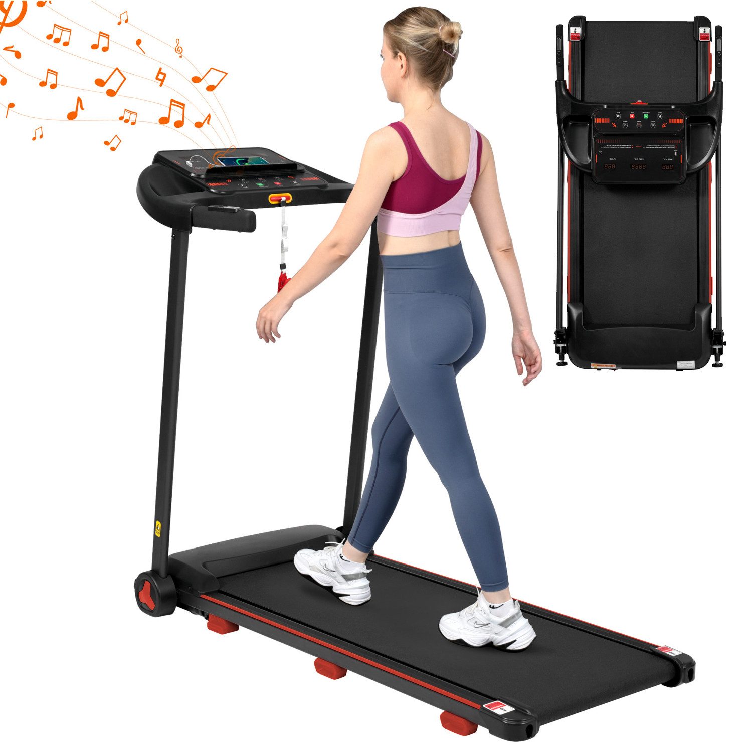 ANYSUN Laufband Laufband für Zuhause, Laufband Klappbar mit Steigung 8%, (Laufbänder Leise bis 14km/h mit Großer Lauffläche, 3,0 HP Treadmill für Zuhause), mit LED Anzeige & Bluetooth, Max Belastung 120KG