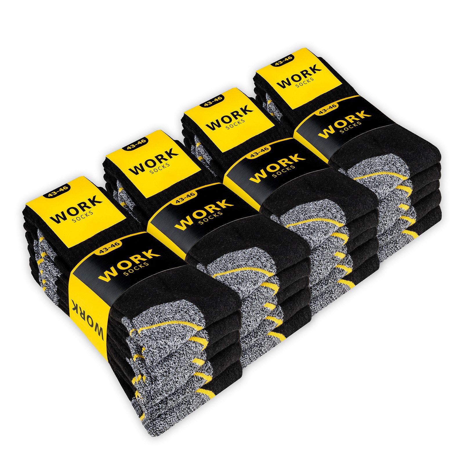 sockenkauf24 Arbeitssocken 10 oder 20 Paar Herren Arbeitssocken "WORK" atmungsaktiv (Schwarz, Grau Meliert, 20-Paar, 43-46) verstärkt durch Vollfrottee - 10201