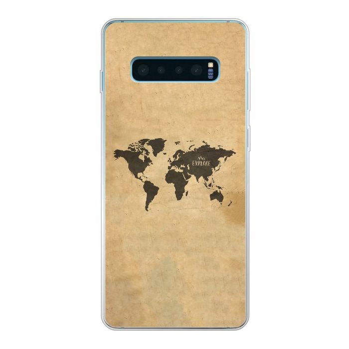 MuchoWow Handyhülle Weltkarte - Vintage - Erforschen Phone Case Handyhülle Samsung Galaxy S10 Lite Silikon Schutzhülle