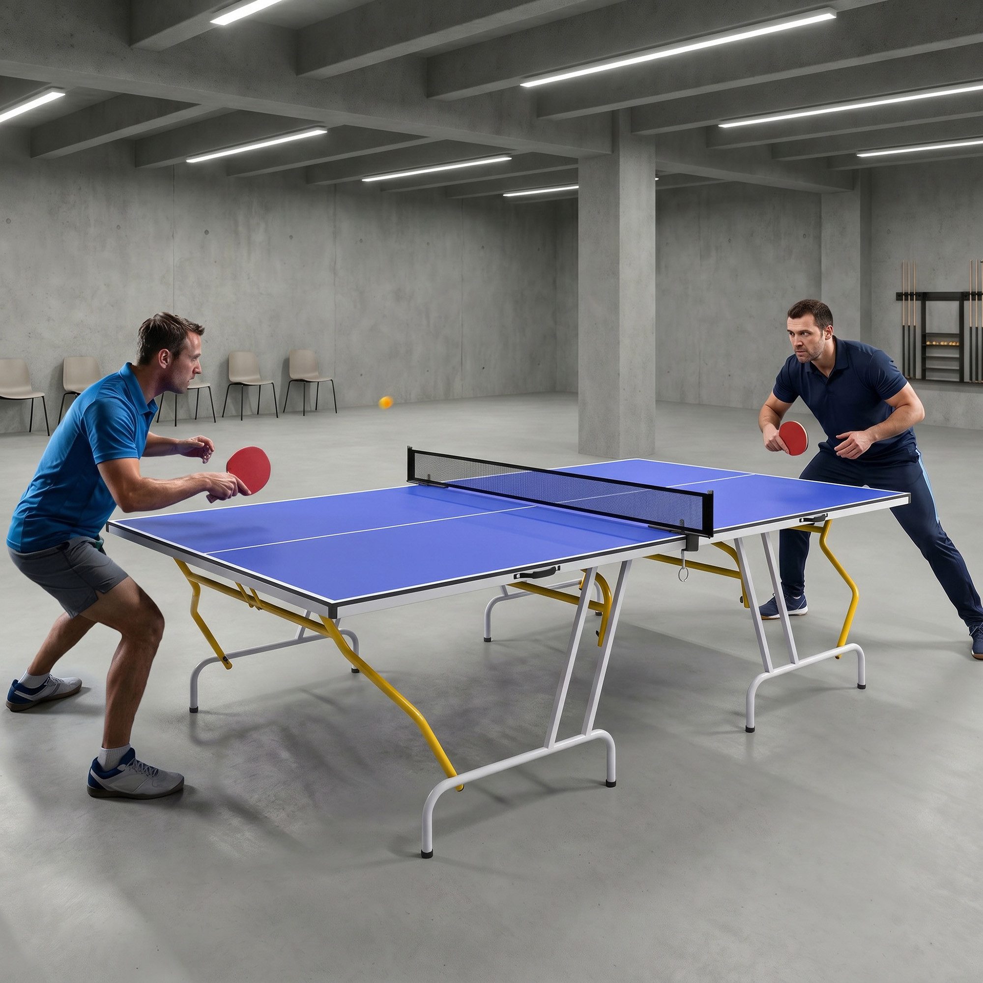 SPORTNOW Tischtennisplatte Tischtennistisch inklusive Tischtennisnetz, für Indoor (Tischtennistisch, 1-tlg., Spieltisch), mit Stahlrahmen, Blau