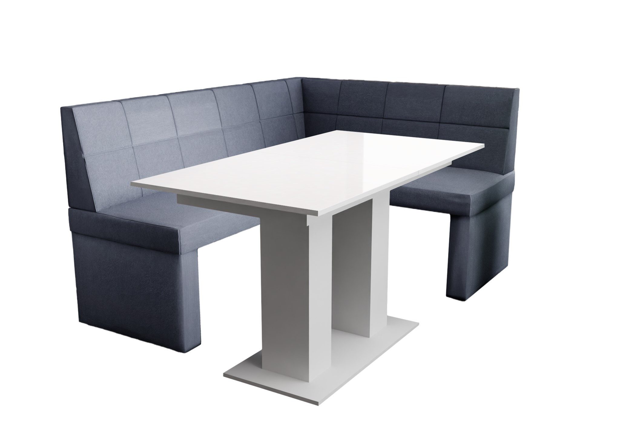 Fun Möbel Eckbankgruppe Eckbankgruppe „BLAKE XL“ Größe 196x142cm mit Tisch Weiß Hochglanz, ausziehbarer Tisch