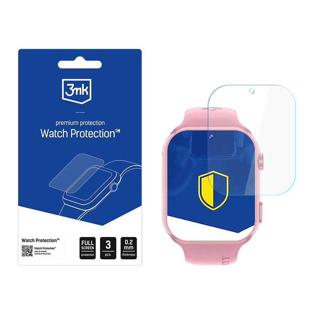 3MK Displayschutzfolie Uhrenglasfolie Bildschirmschutz Kratzschutz für Garett Twin 2 4G, Spar-Set, 3 Stück, Randlos, kratzfest, 0,2 mm dünn, für gewölbte Displays