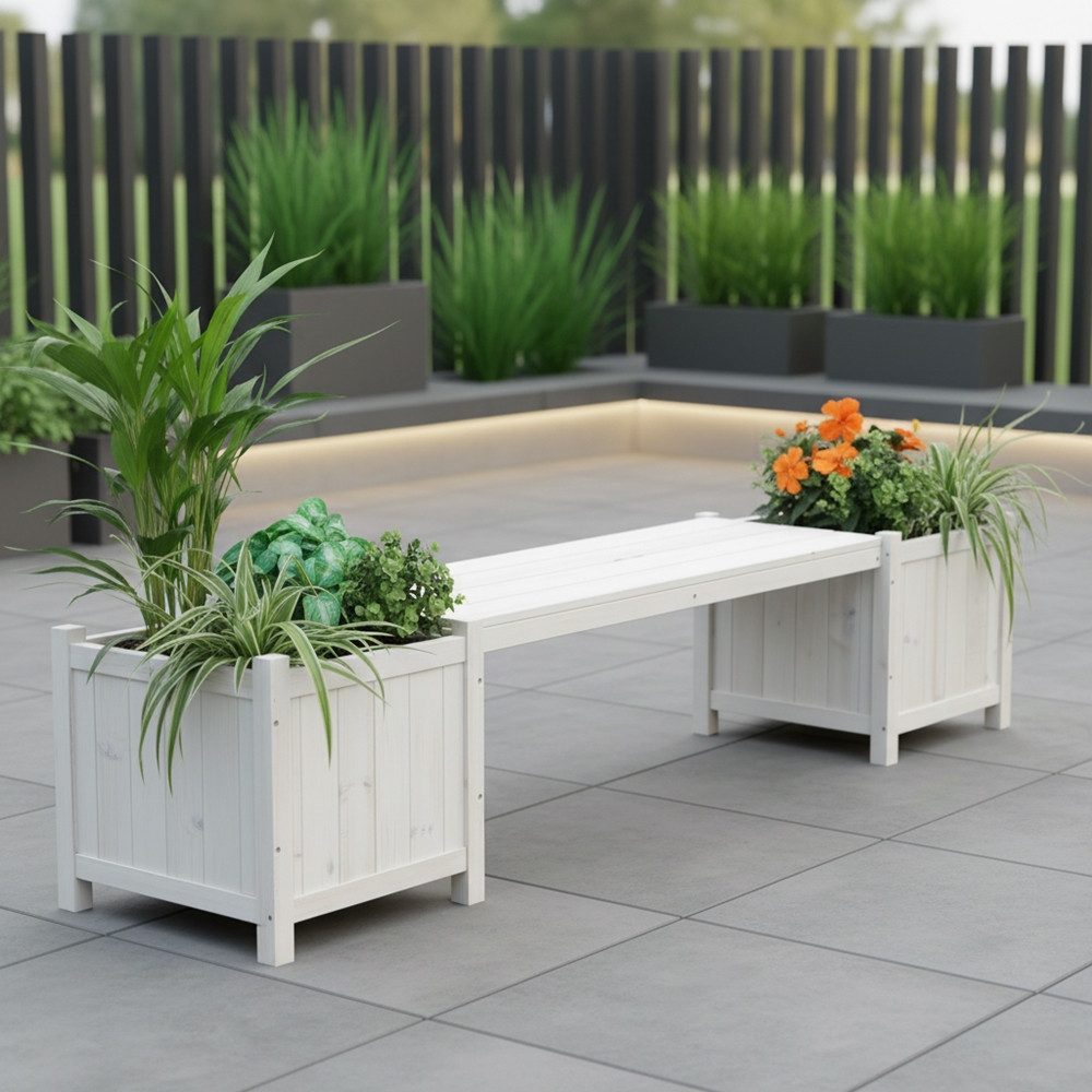 Mucola Gartenbank Gartenbank mit 2 Blumenkästen Garten Bank 2in1 Blumenkasten Holzbank (Stück, 1-St., Blumenkasten), Imprägniert