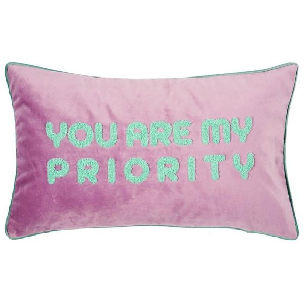 PAD Kissenhülle Kissenhülle Letters Priority Blau Lila (30x50cm) günstig online kaufen