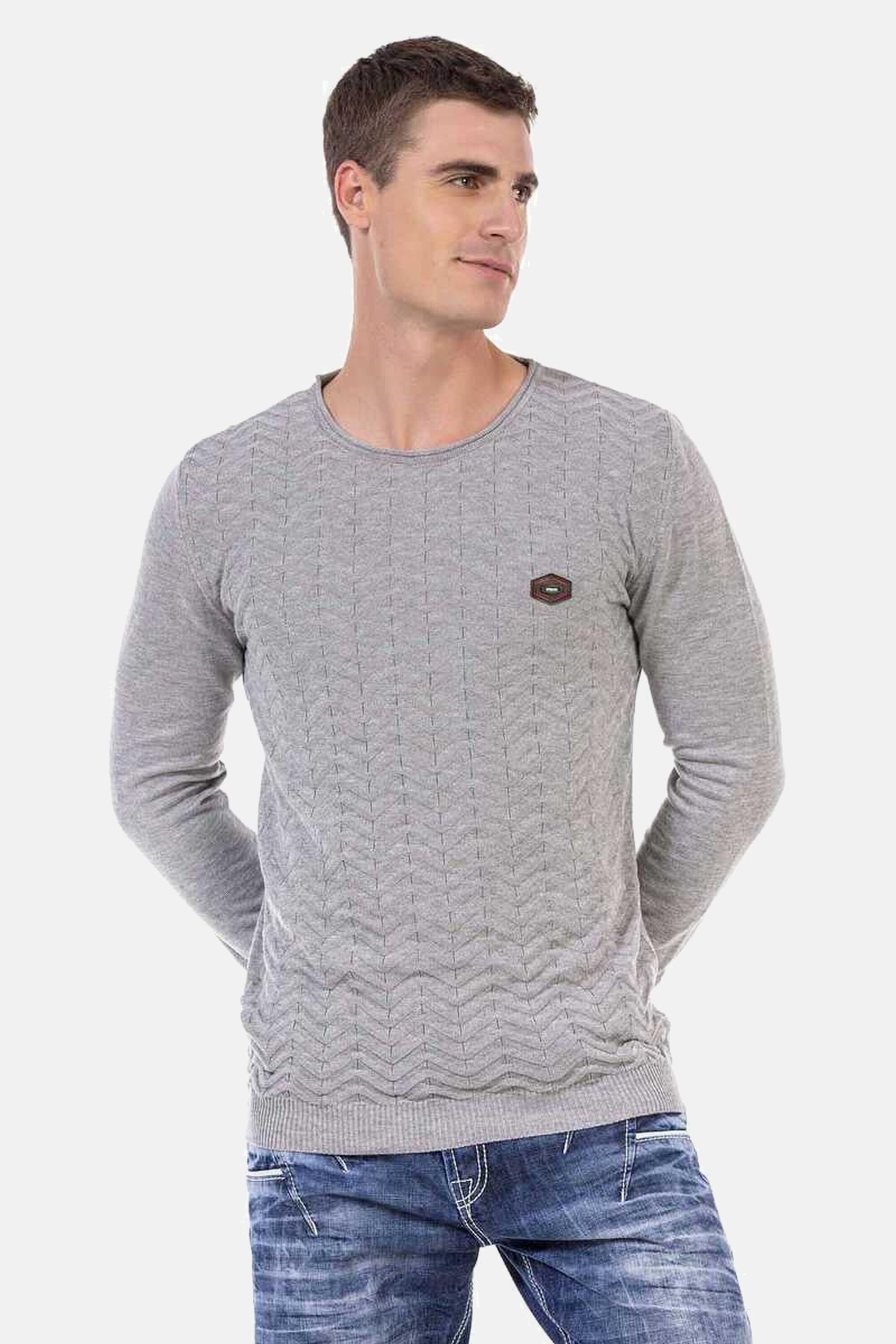 Cipo & Baxx Rundhalspullover Pullover (1-tlg) mit Zopfmuster, CP240