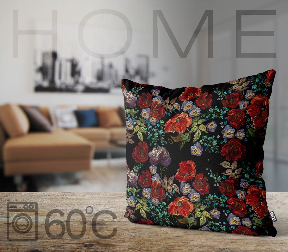 VOID Kissenbezug, (1 Stück), Mohnblumen Blumenmuster Blumen Mohn Blumen blumenbouquet sommer garte