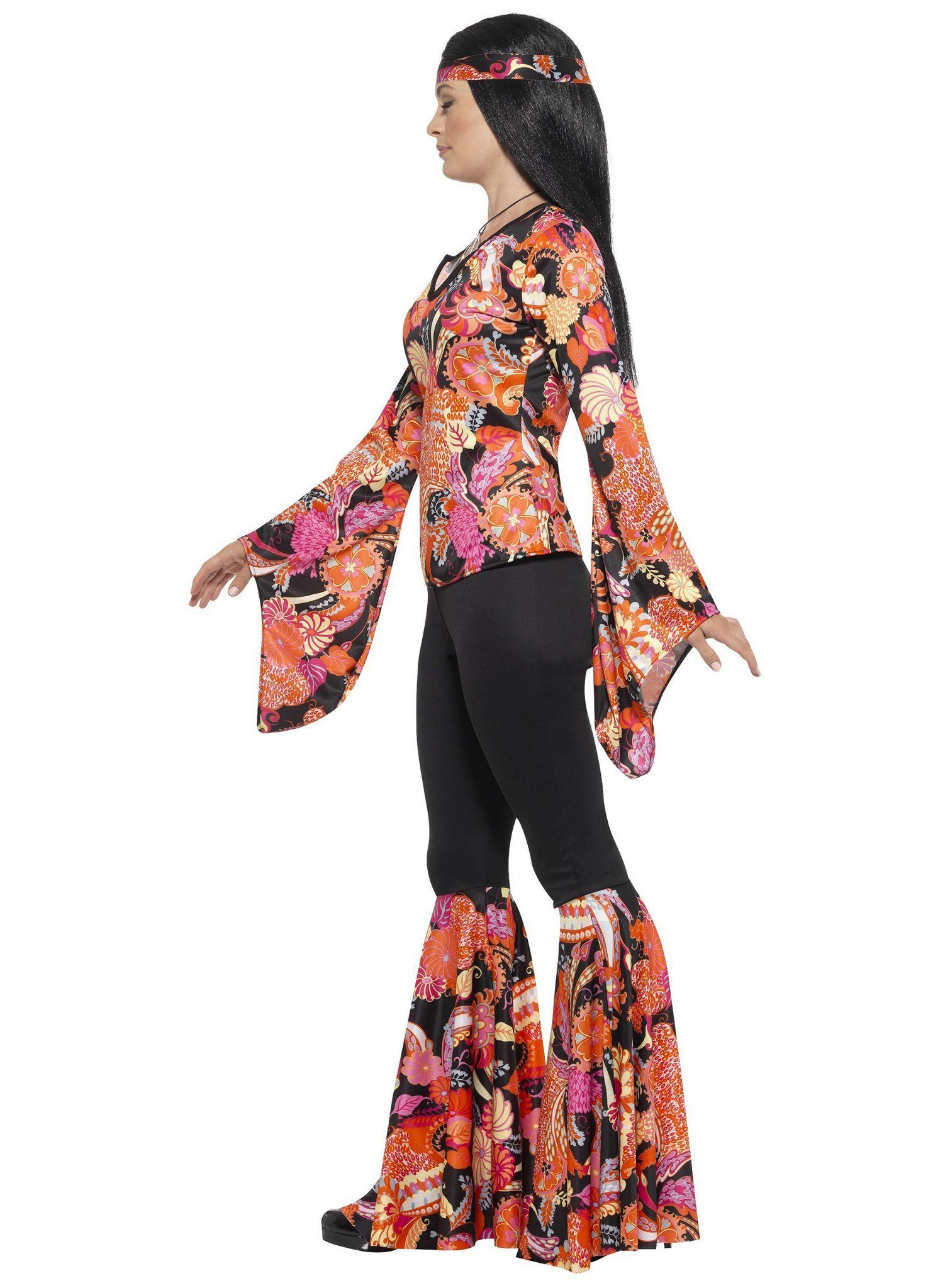 Smiffys Hippie-Kostüm Schlager Hippie Kostüm - Karneval Faschingskostüm, Zum Schlagermove mit der passenden Schlaghose