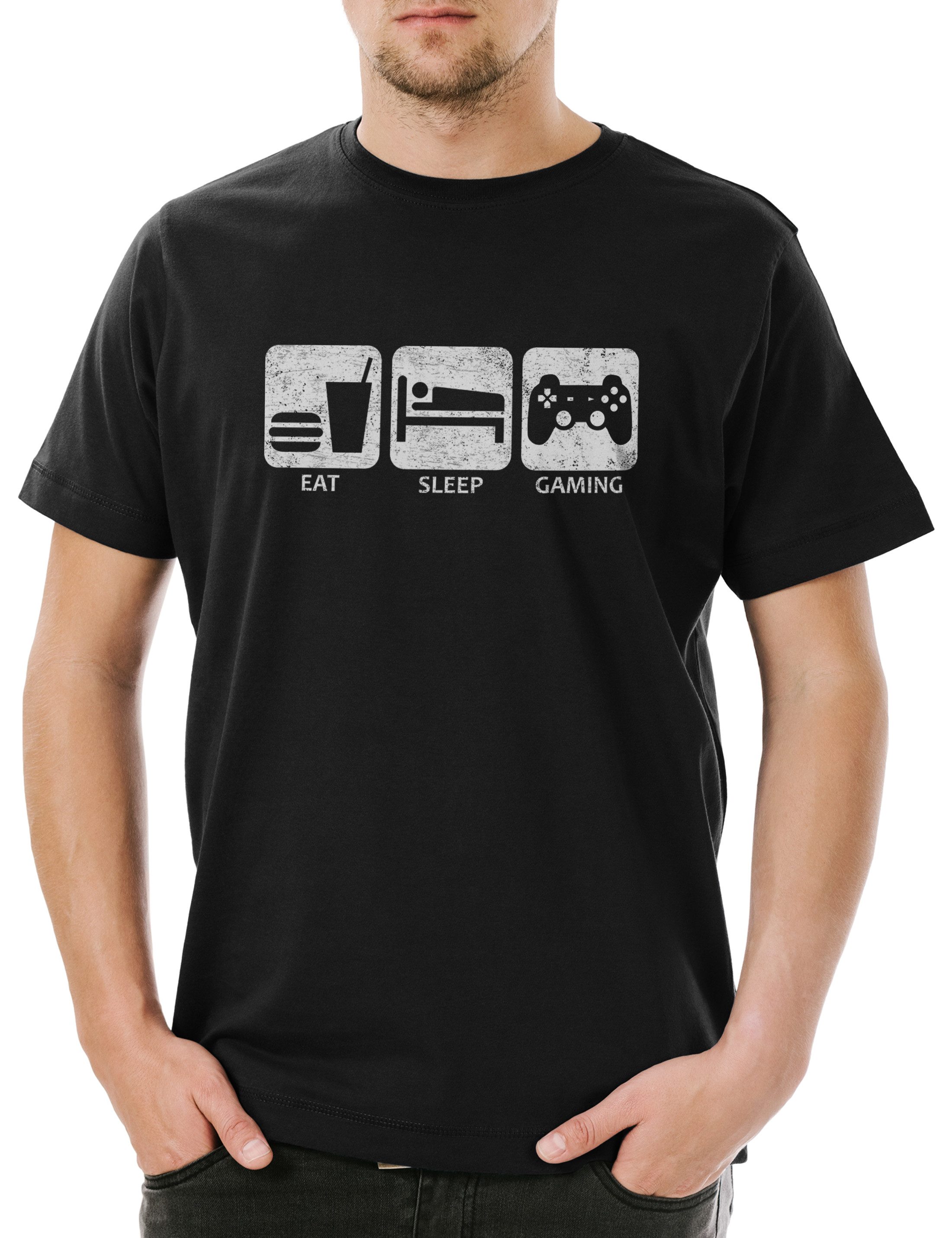 Urban Backwoods Print-Shirt Eat Sleep Gaming Herren T-Shirt Gamer Gaming Ar günstig online kaufen