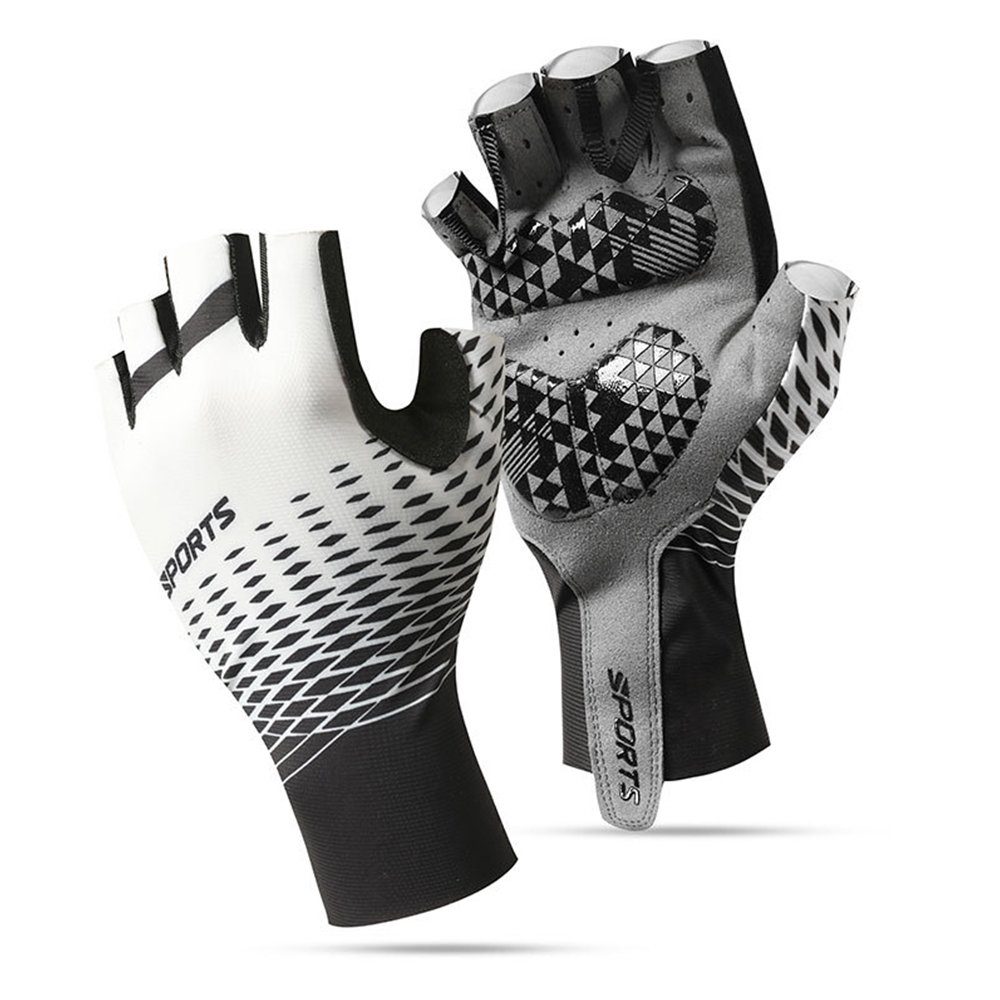 LAPA HOME Fahrradhandschuhe Herren Atmungsaktive Fingerlose Handschuhe Outdoor MTB Radhandschuhe (Paar) Anti-UV, Anti-Rutsch Radfahren Handschuhe Weiß