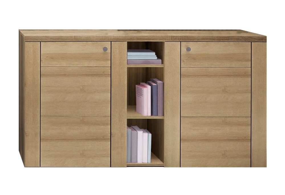 Helvetia Sideboard Larona (Larona, 1 St., Sideboard mit offenen Fächern), 155x37x85cm 2-türig Eiche Riviera