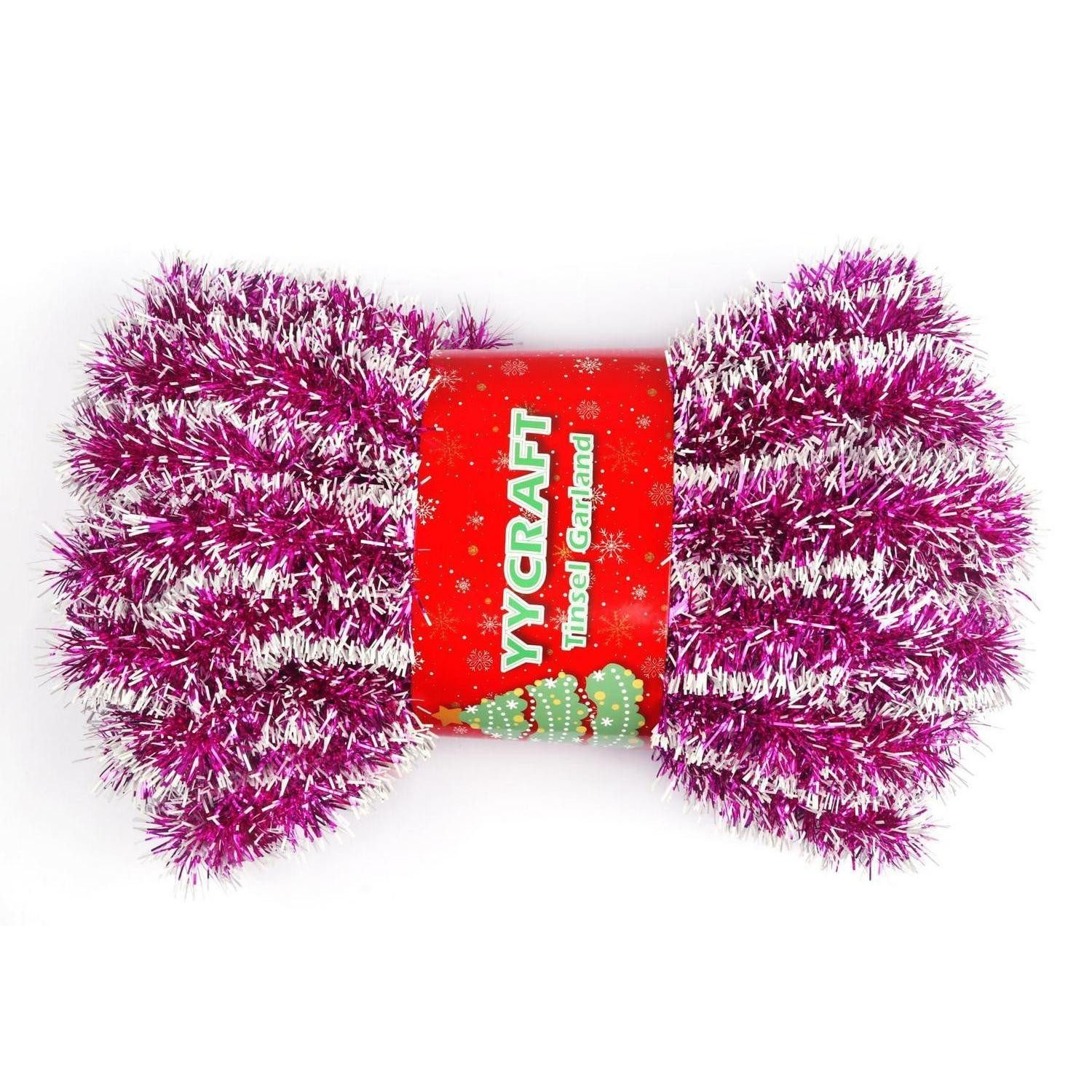 LuxusKollektion Girlanden Lametta-Girlande Hot Pink/Weiß 9m