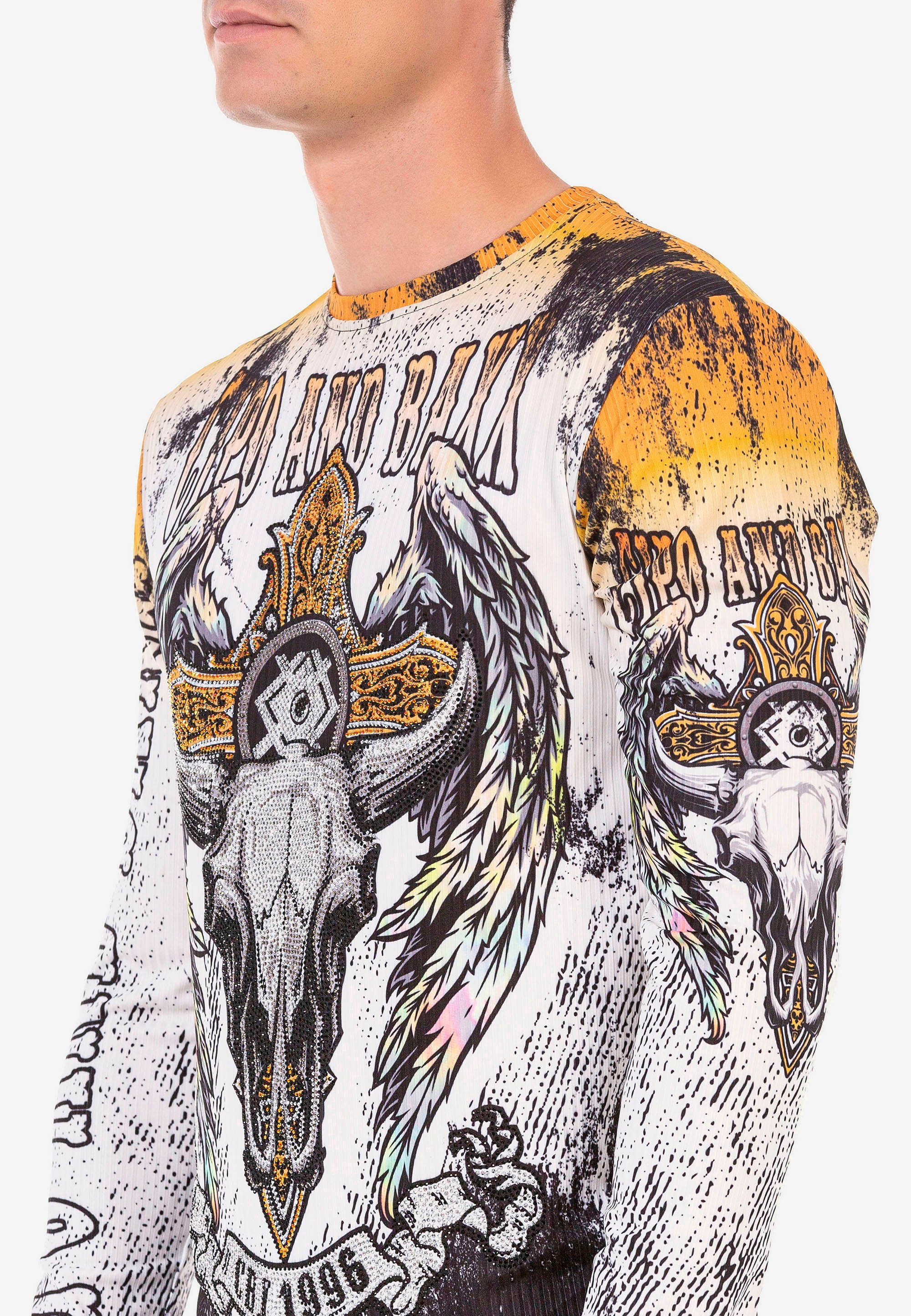 Cipo & Baxx Langarmshirt mit Print extravagantem