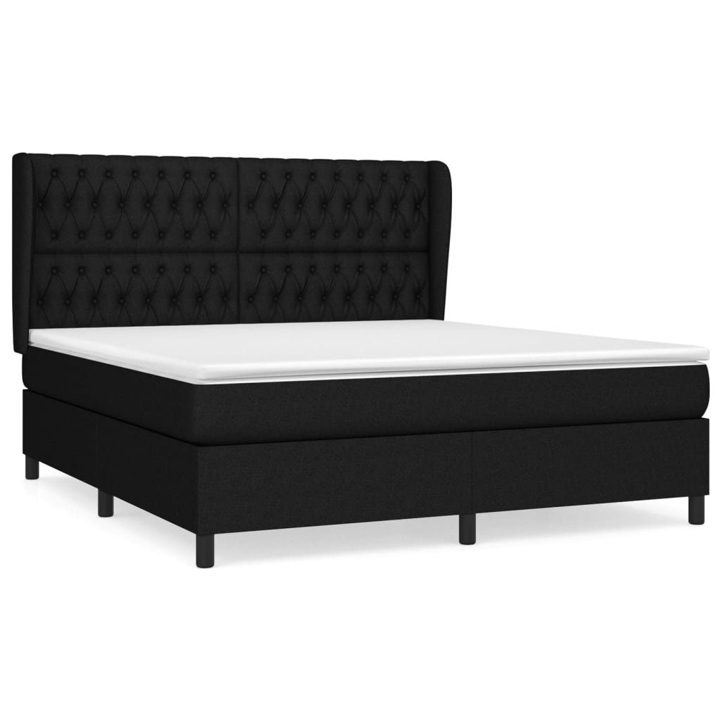 Bett Boxspringbett mit Matratze Schwarz 180x200 cm Stoff