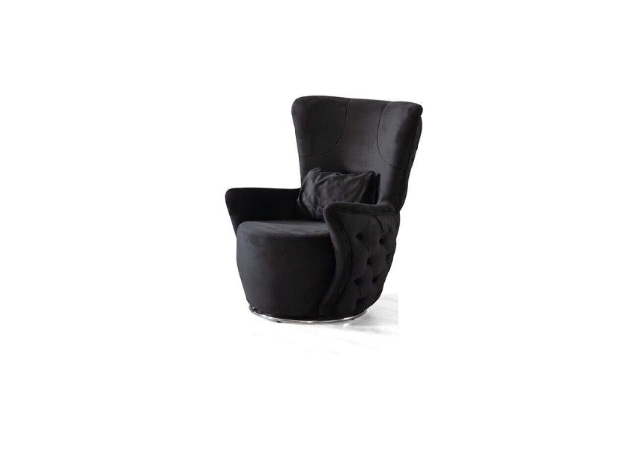 Schwarz Luxus Loungesessel Sessel Samt Polster Italienischer Chesterfield JVmoebel Einsitzer