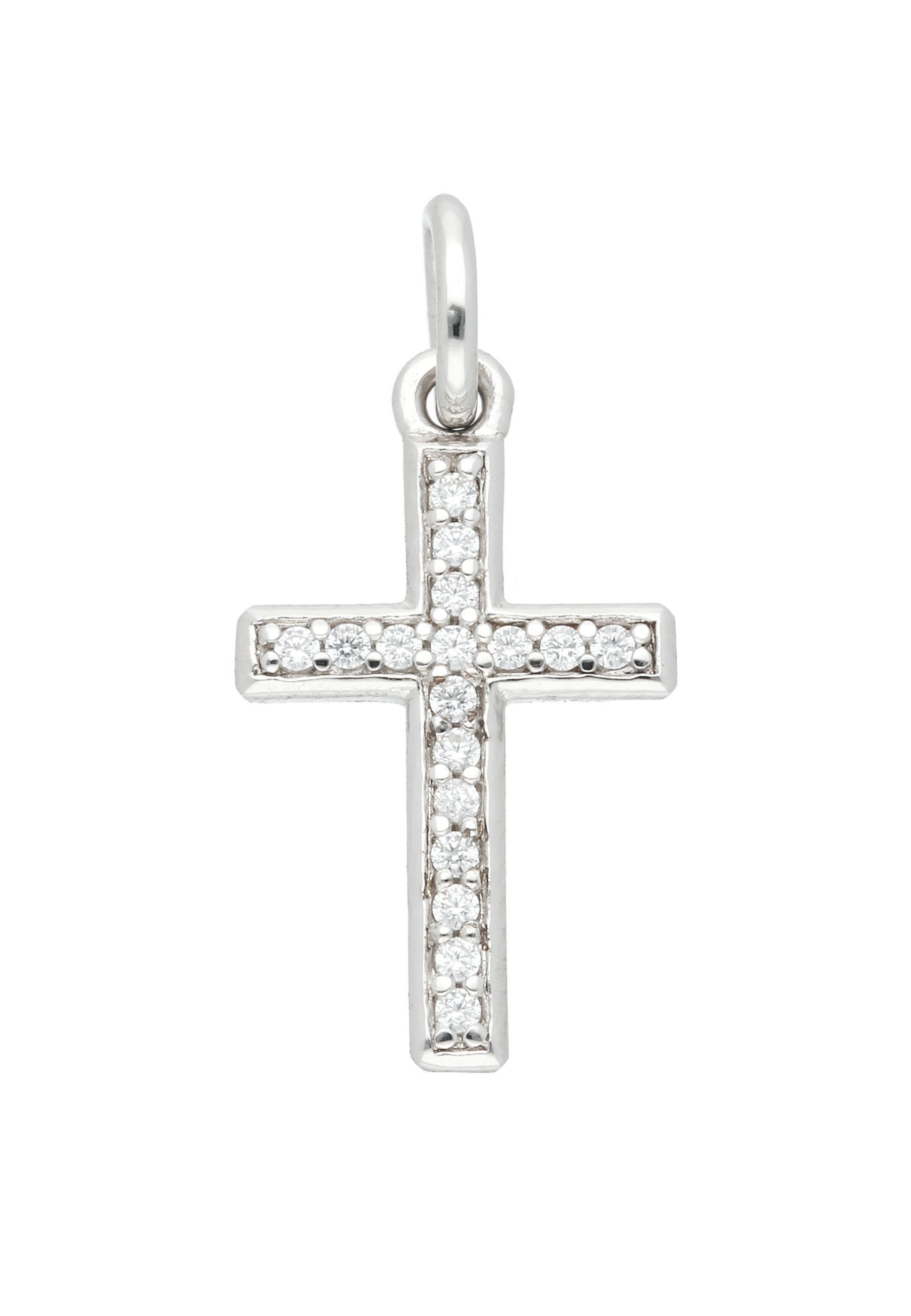 Kreuzanhänger Damen & Herren 925 Silber Kreuz Anhänger mit Zirkonia