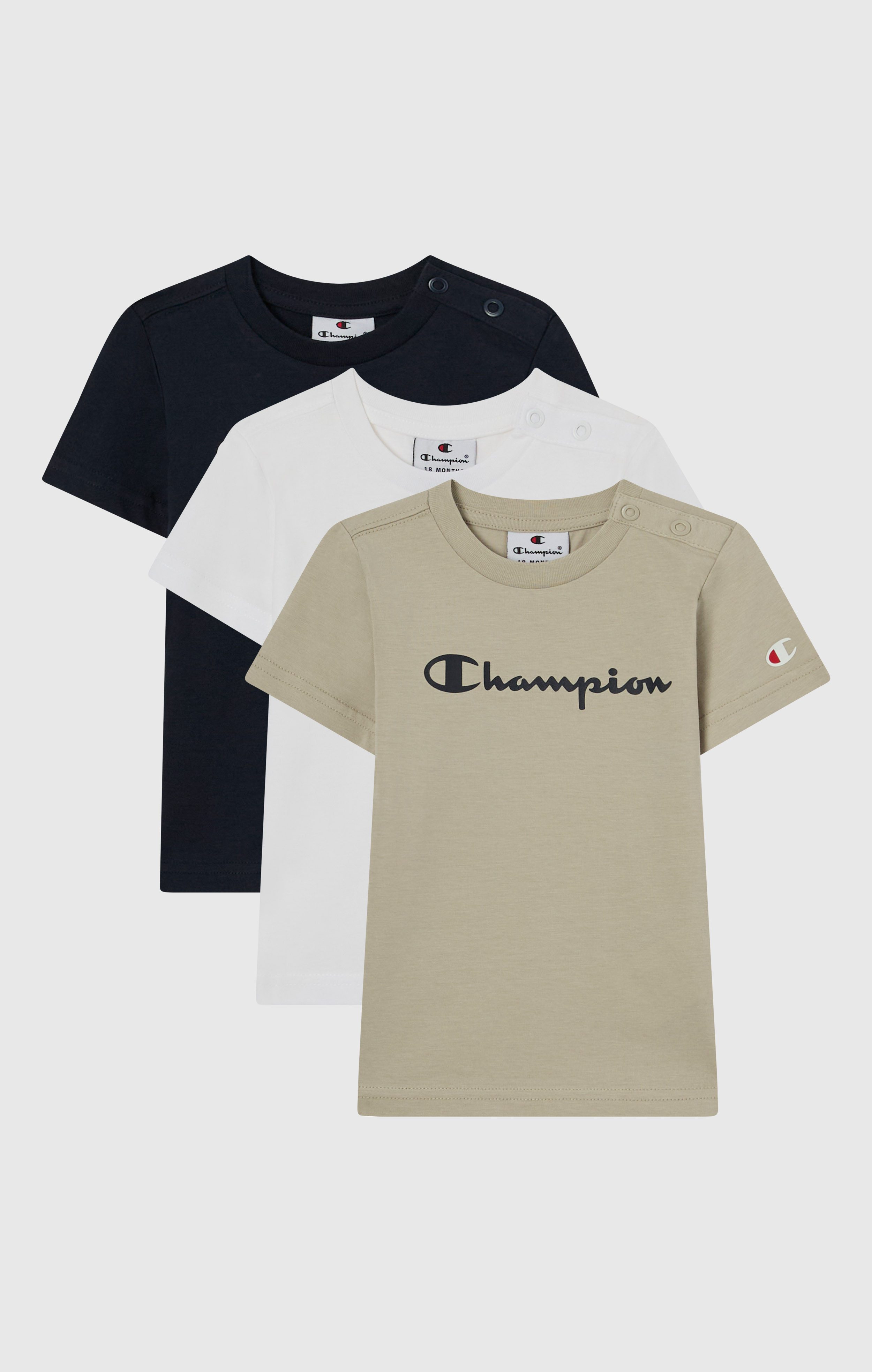 Champion T-Shirt ICONS CONTRAST 3 pack Crewneck T-Shirt (Packung, 3-tlg., 3) 3er-Pack, Kurzarm, Rundhalsausschnitt, sportlicher Stil