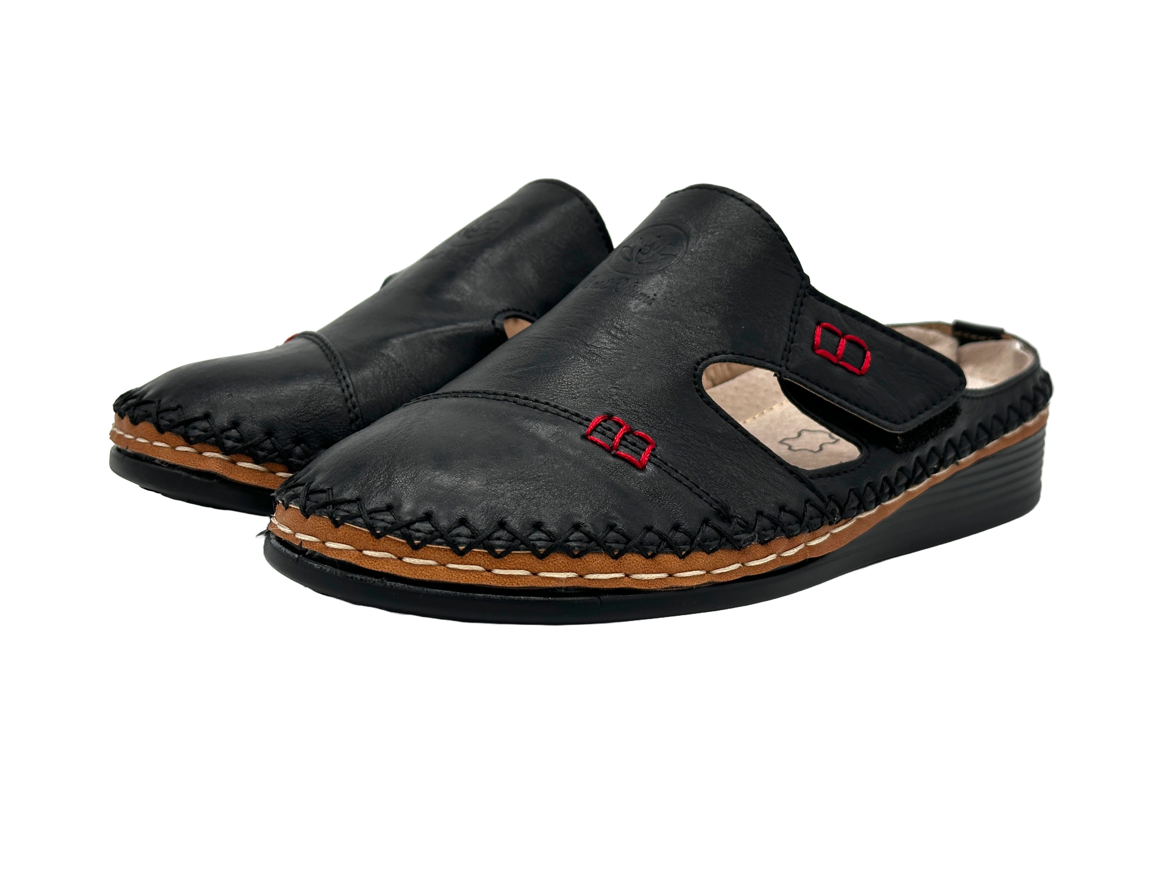 Nowaland Bequeme Damen-Pantolette mit Klettverschluss und Ziernähten Pantol günstig online kaufen