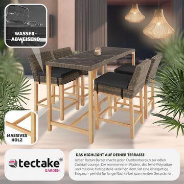 tectake Sitzgruppe Rattan Bartisch Lovas mit 4 Stühlen Latina, (Set, 5-tlg), Gartenmöbel-Sets